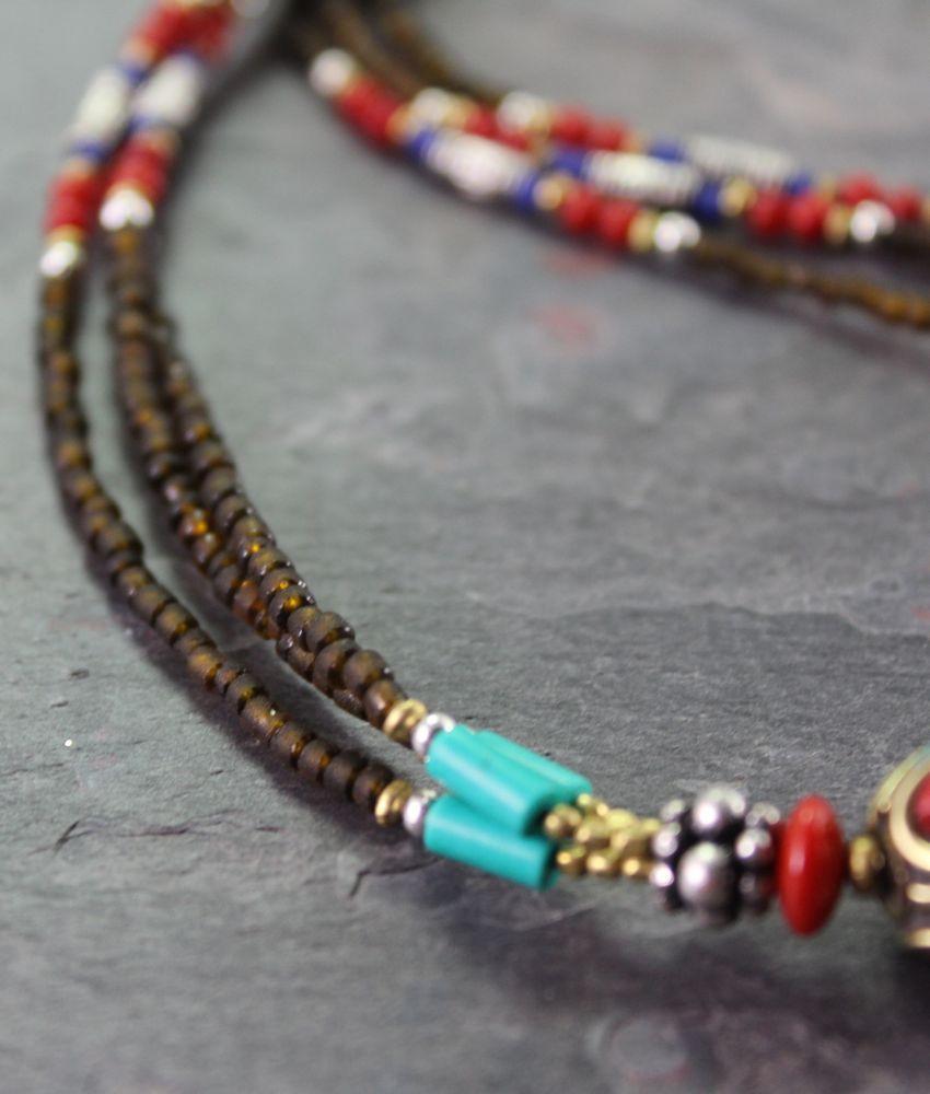 Authentic Tibetan Amber Beaded Necklace for Women – Handmade Buddhist Prayer Mala & Spiritual Jewelry – Perfect for Meditation, Yoga & Boho Fashion