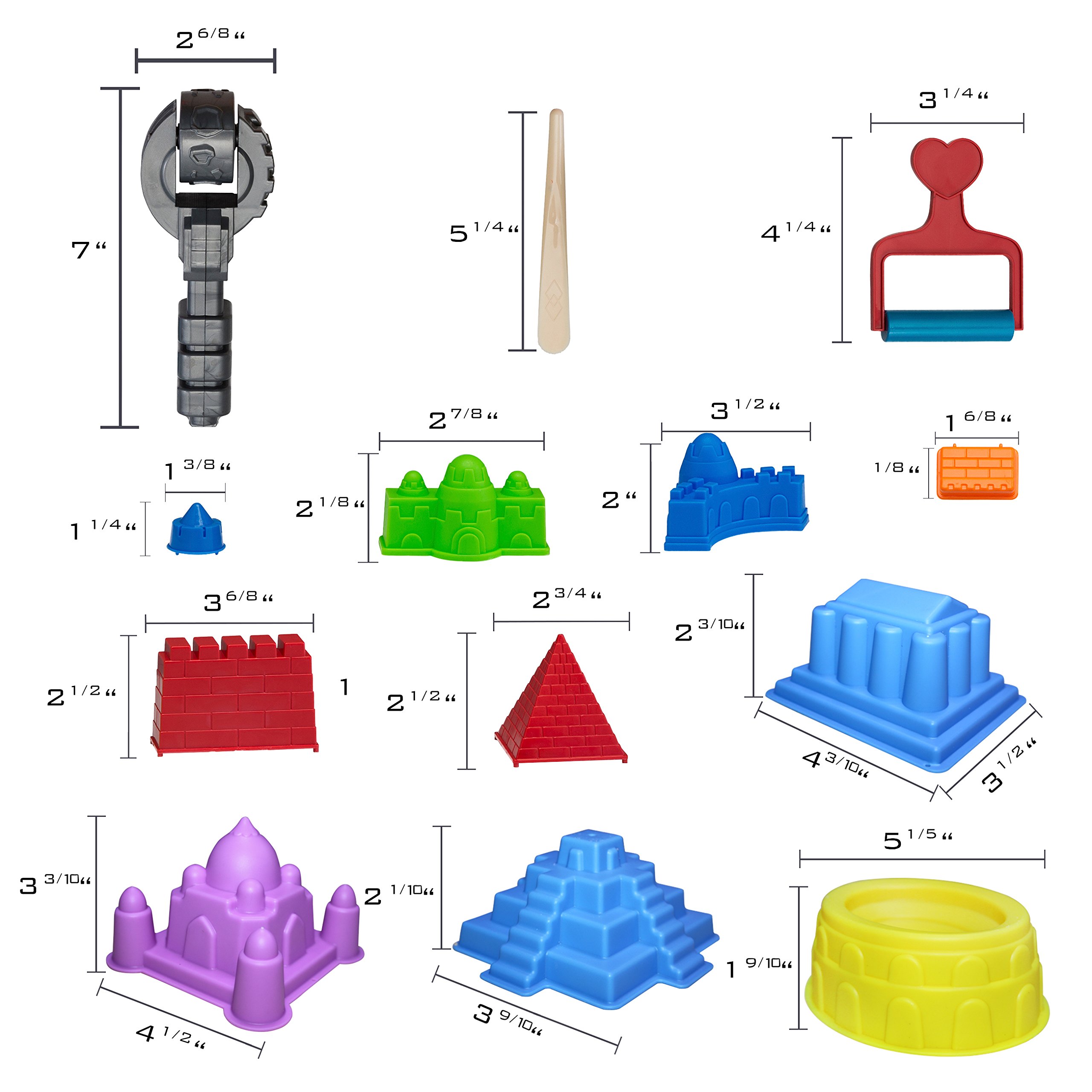 Premium 37-Piece Sand Castle Building Kit with Molds & Tools - Compatible with All Play Sand Brands - Includes Castle, Bricks & Wall Molds - Perfect for Beach, Backyard & Kids Outdoor Play (Sand Not Included)
