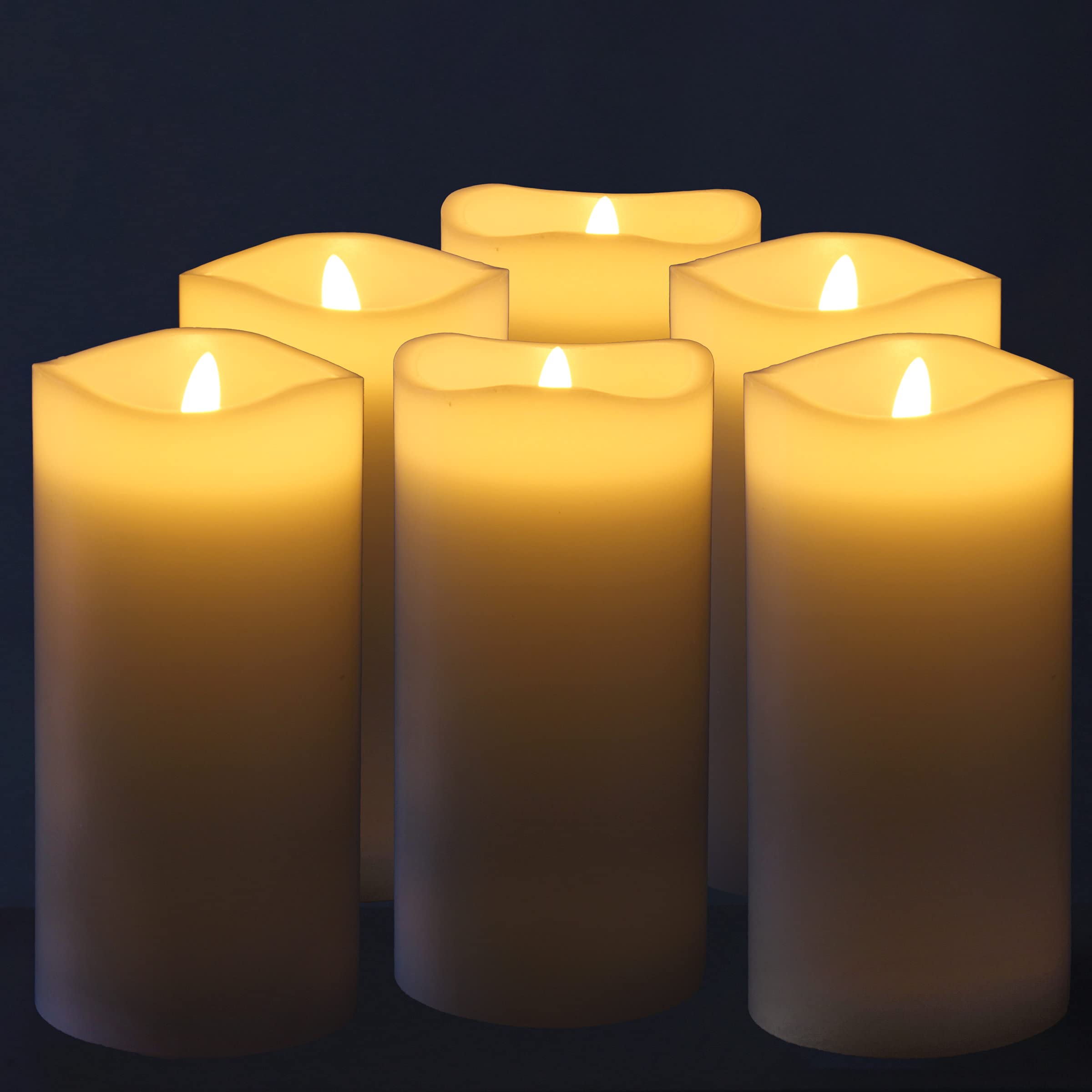 Stonebriar 6-Pack White Real Wax Flameless LED Pillar Candles - 3x6 Inches with Remote Control & Timer - Perfect for Home Decor, Weddings, and Romantic Dinners
