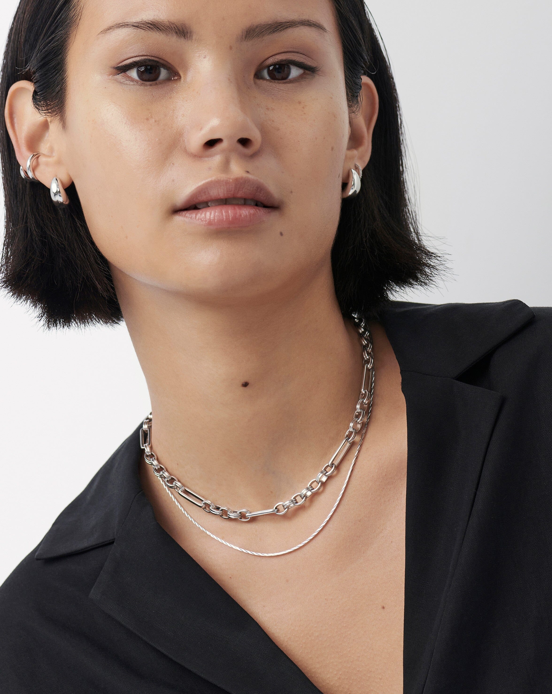 Savi Asymmetric Square Snake Chain Necklace for Women - Elegant Gold Plated Layering Necklace Jewelry Gift for Her - Perfect for Date Night, Party & Everyday Wear
