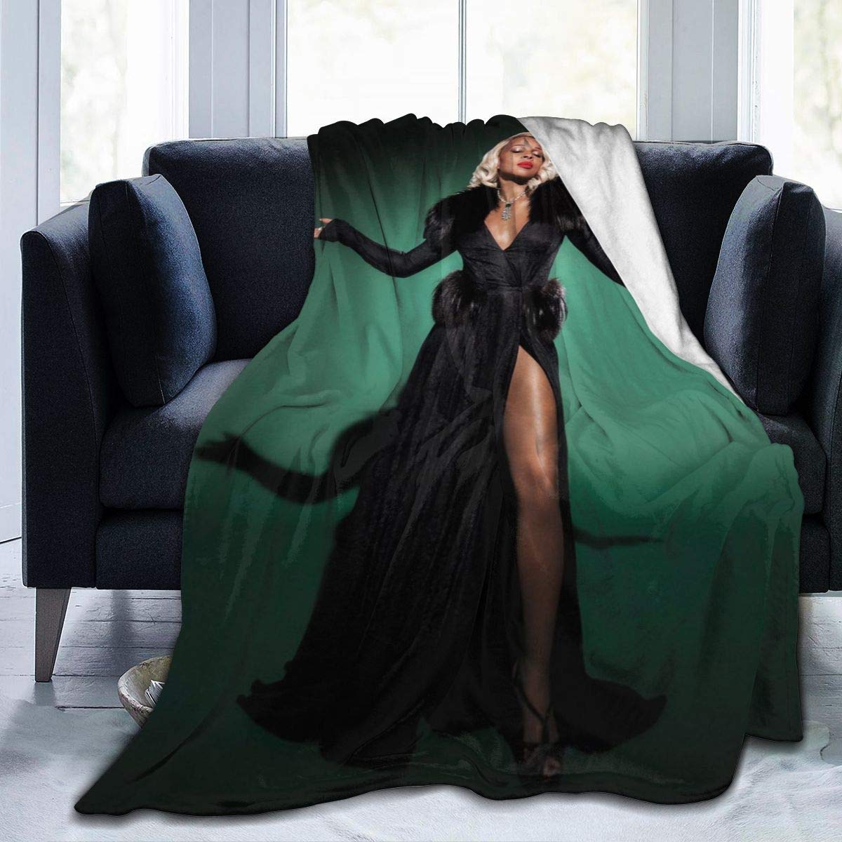 Mary J Blige Ultra Soft Flannel Fleece Blanket - All Season Micro Velvet Throw - Lightweight 60