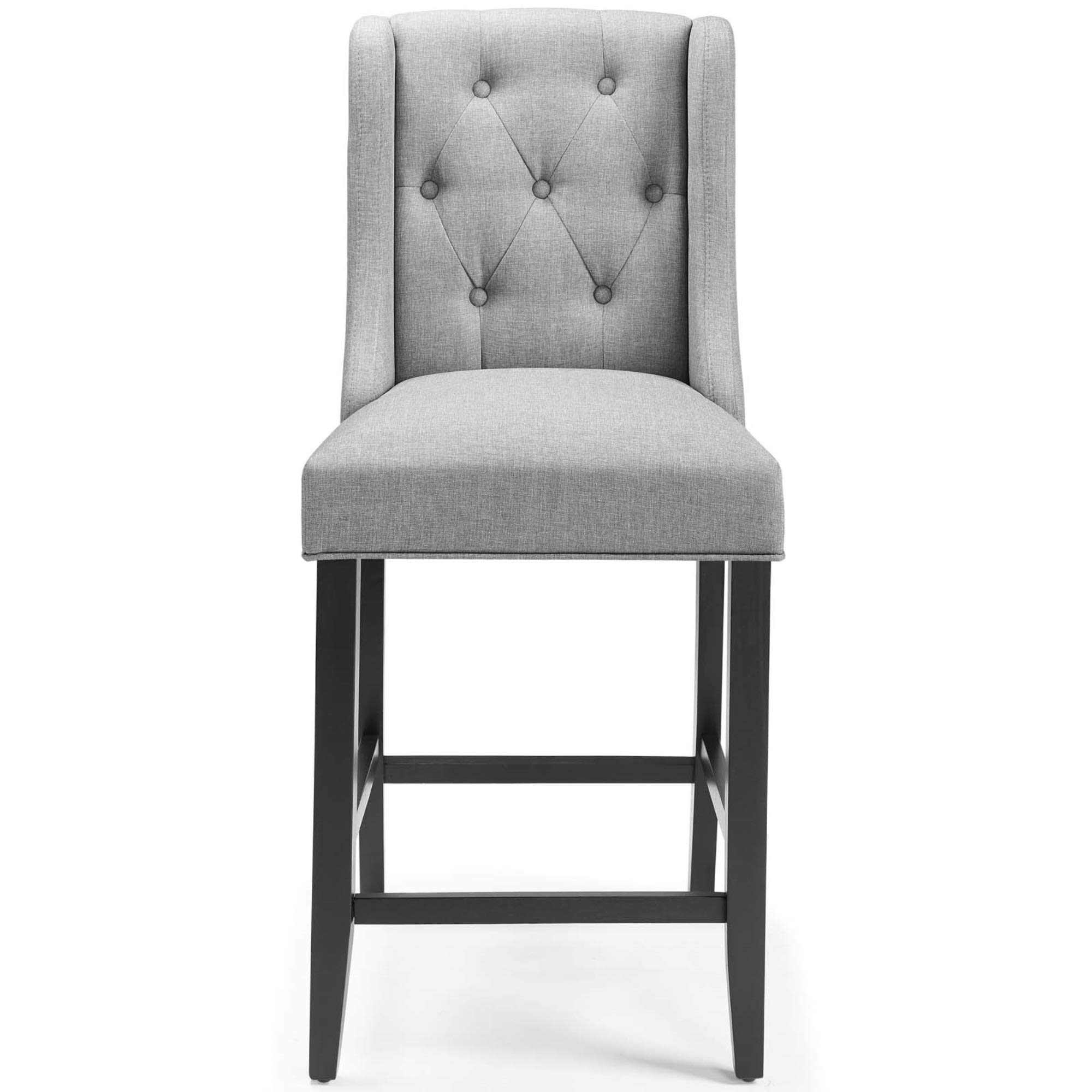 Ergode Baronet Tufted Button Upholstered Fabric Counter Stool Set of 2 - Modern Light Gray Kitchen Bar Stools with Comfortable Padding & Solid Wood Legs - Perfect for Breakfast Bars, Kitchen Islands, and Home Decor