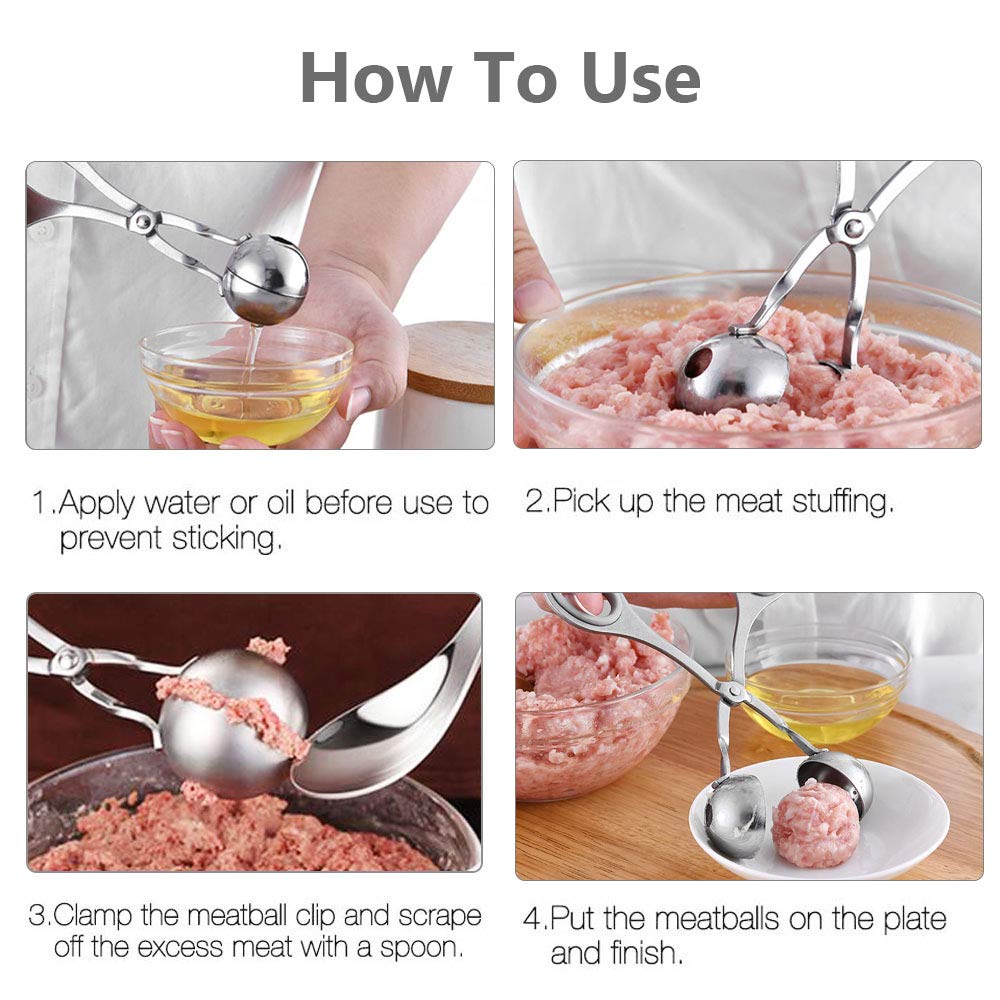 2 Pack Non-Stick Stainless Steel Meat Ballers - 1.38