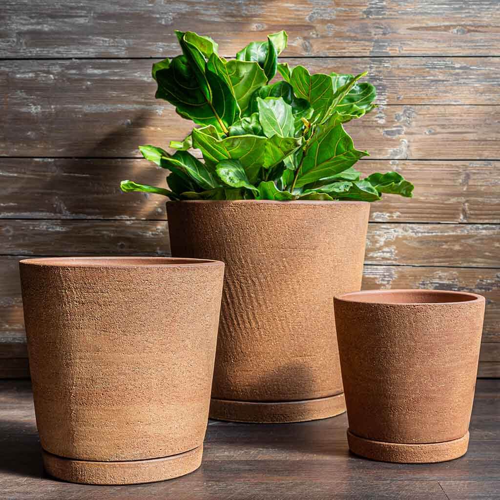 Campania International I/O Tapered Clay Cylinder Vase Set of 3 - Modern Home Decor for Centerpieces, Wedding Decor & Tabletop Displays