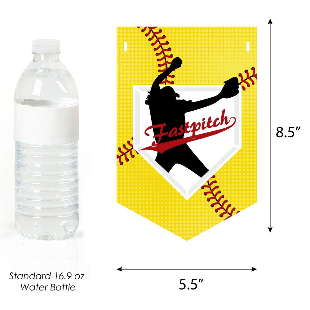 Big Dot of Happiness Grand Slam Fastpitch Softball Birthday Party Bunting Banner - Happy Birthday Decorations for Sports Themed Parties, Team Celebrations & Game Day Events