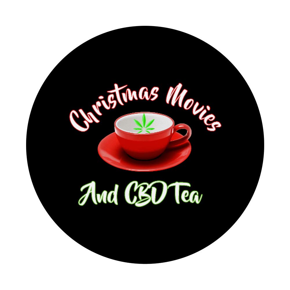 Christmas Movie Themed CBD Tea Cup PopSockets PopGrip - Swappable Phone & Tablet Grip for Holiday Relaxation & Cozy Evenings