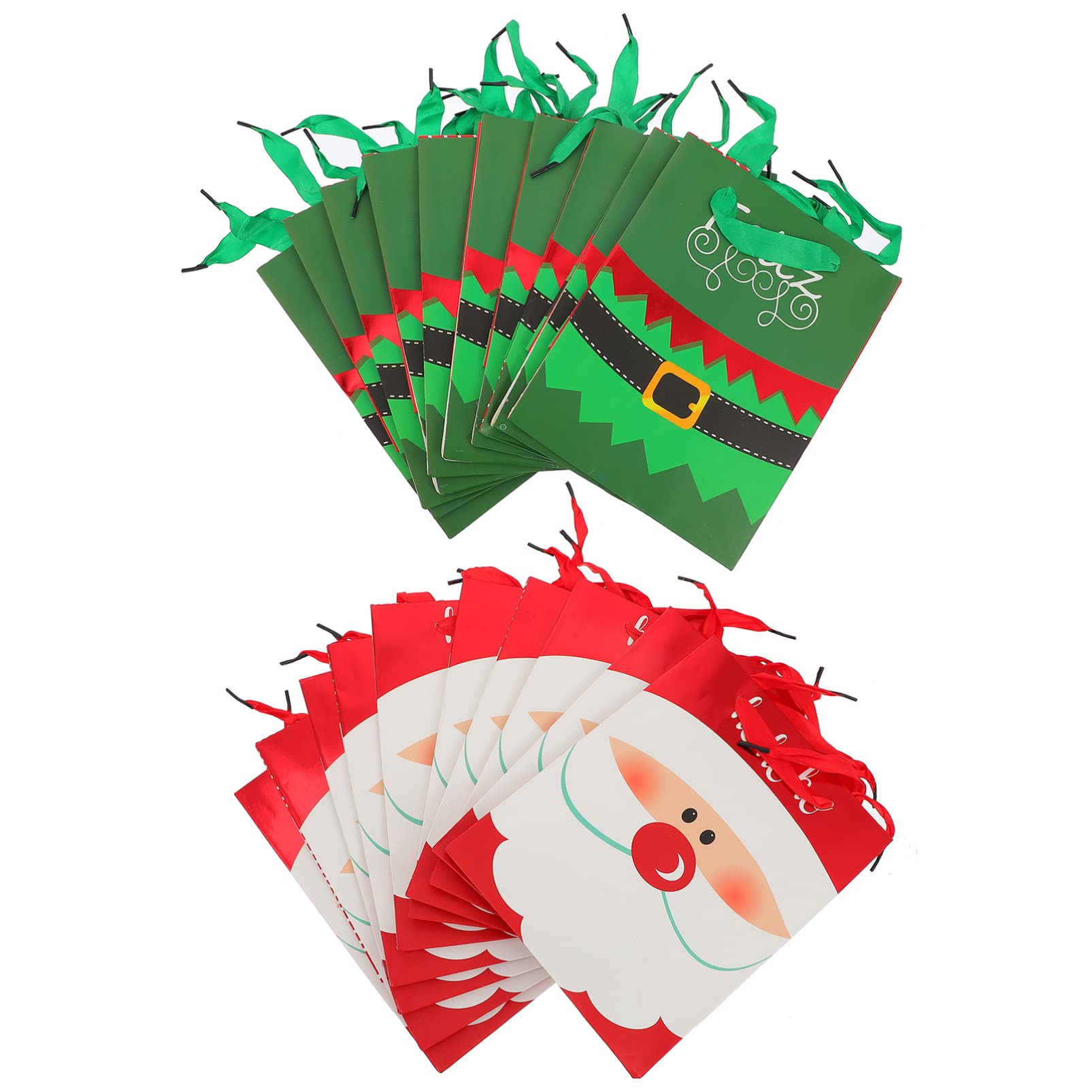 VALICLUD Christmas Candy Gift Bags - 20pcs Red & Green Small Holiday Treat Bags with Handles for Santa Claus Goodies, Birthday Party Favors, Wedding Favors | Perfect for Christmas Stocking Stuffers, Classroom Treats & Holiday Gift Exchange