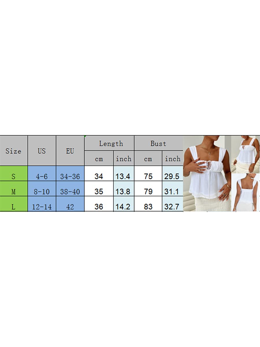 Sexy Women's Summer Beach Tank Top - Ruched Bust Tie-Up Cami with Tulle Peplum for Vacation, Pool Party & Night Out
