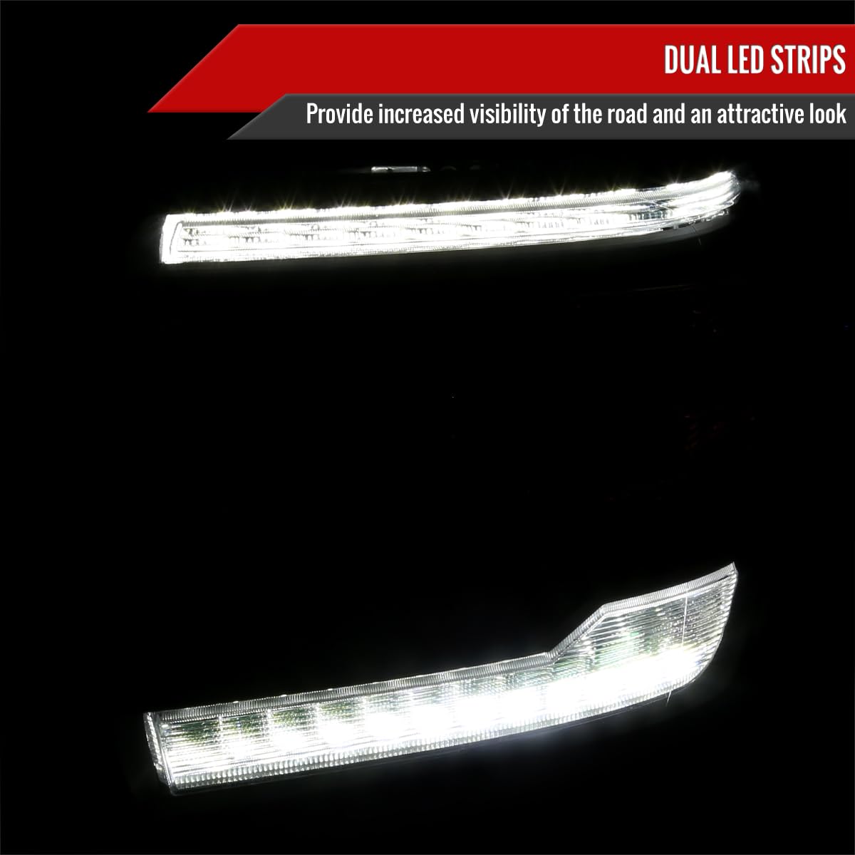 2014-2019 Chevy Silverado 1500 LED Projector Headlights with DRL - Black Housing - High Performance Replacement Headlamps for Night Driving & Off-Road Use