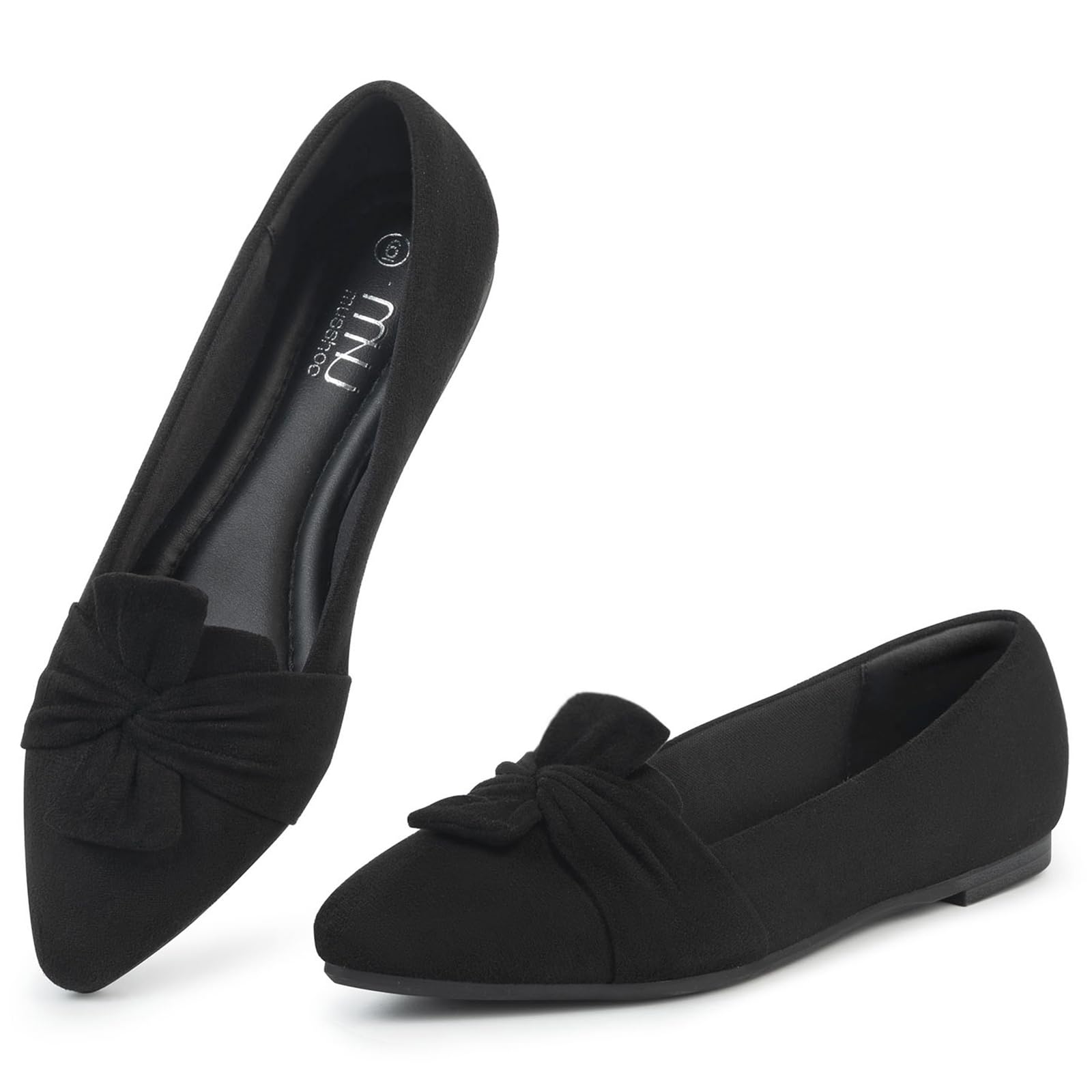 MUSSHOE Women's Pointed Toe Ballet Flats - Comfortable Dressy Bowknot Shoes for Work, Office & Wedding - Breathable Slip-On Casual Flats for Women
