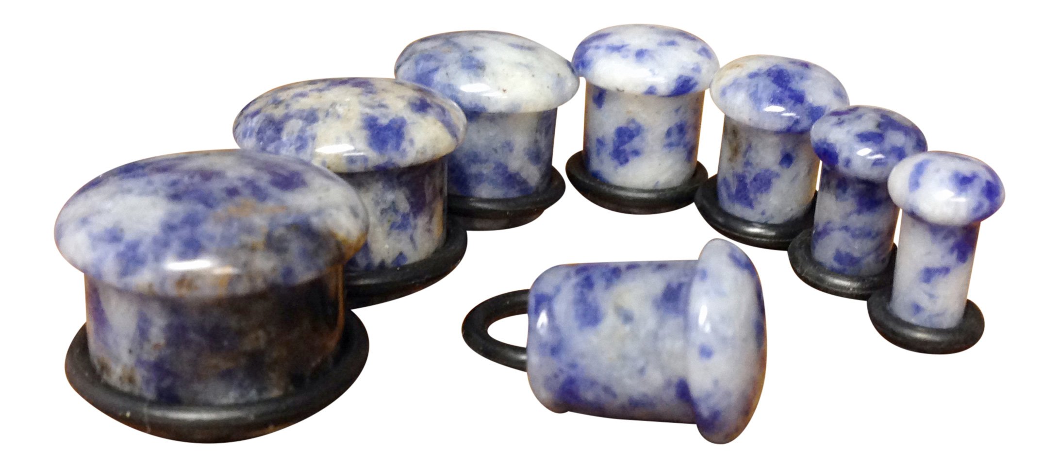 Blue Spot Jasper Stone Plugs - Single Flare Organic Body Jewelry for Ear Stretching - Perfect for Everyday Wear, Yoga & Boho Fashion