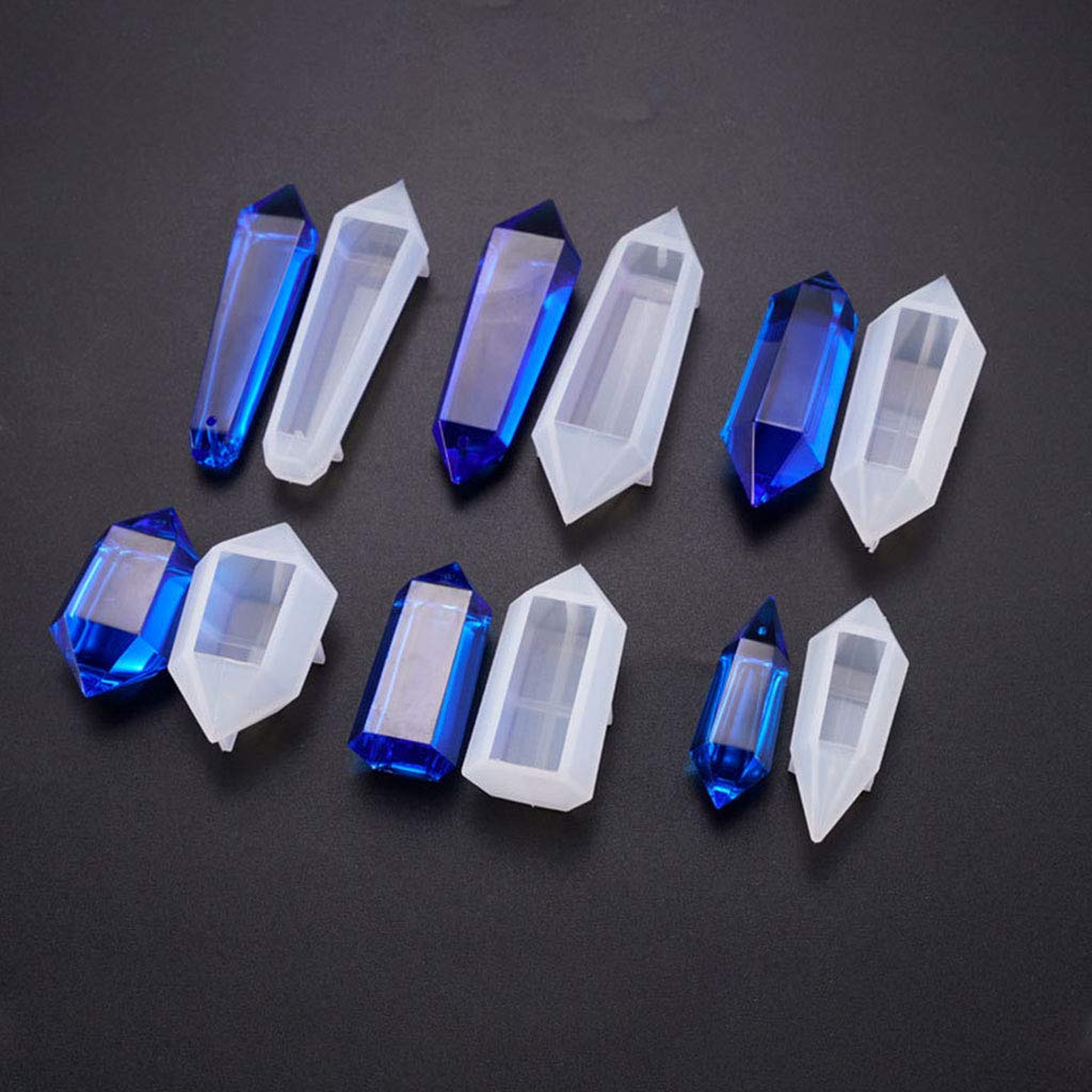 6-Piece Silicone Pendulum Casting Molds for Epoxy Resin - Cone & Crystal Column Pendant Jewelry Making Tools - DIY UV Resin Stone Molds for Necklaces, Home Decor & Spiritual Crafts