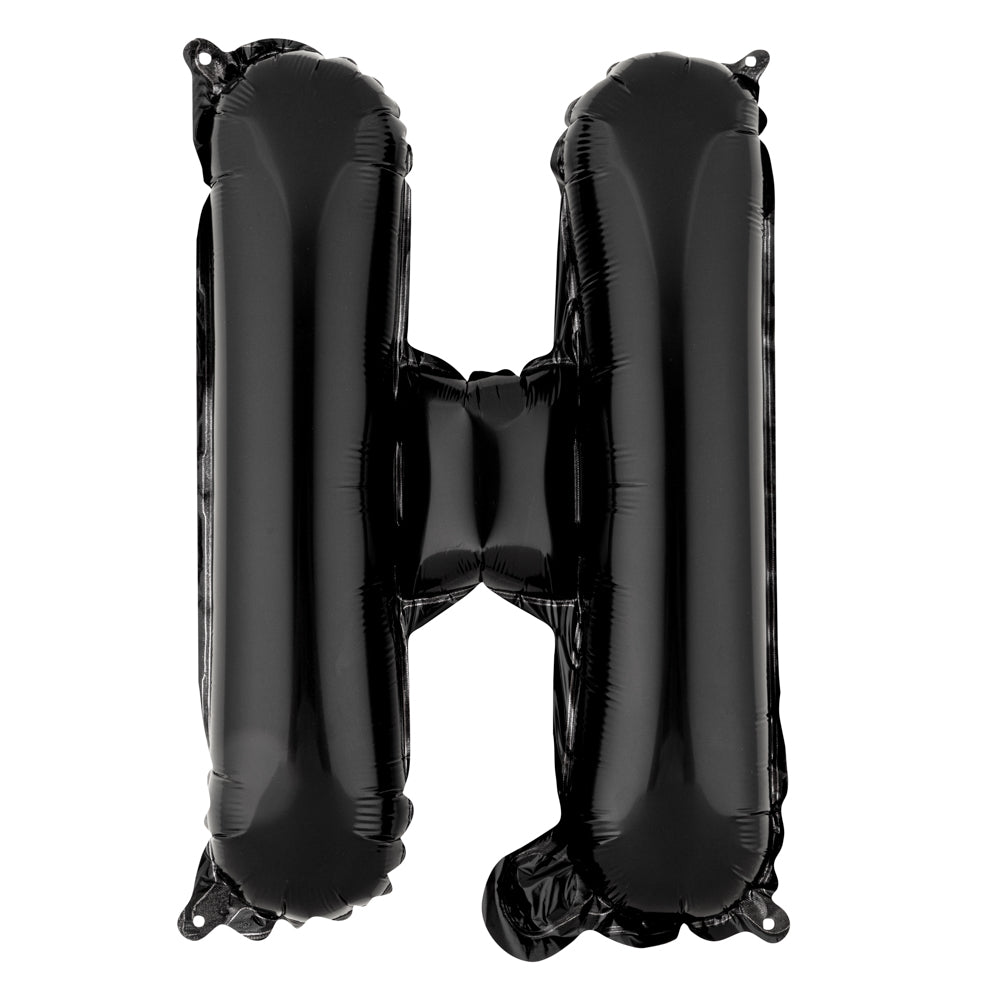 Black Mylar Letter H Balloon - 16 Inch Large Foil Balloon for Birthday Party Decorations, Baby Showers & Graduation Celebrations (1 Count)