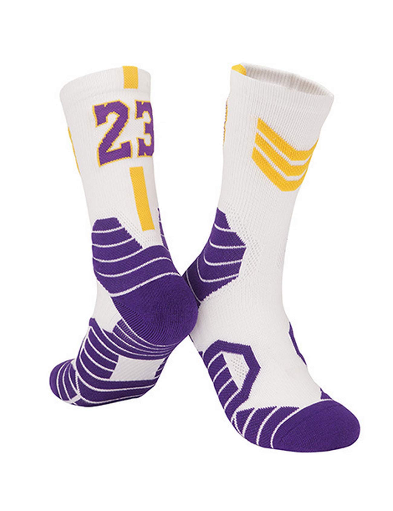 Jueshanzj Men's Basketball Socks with Custom Team Numbers - Moisture Wicking Athletic Crew Socks for Basketball, Running & Sports Performance
