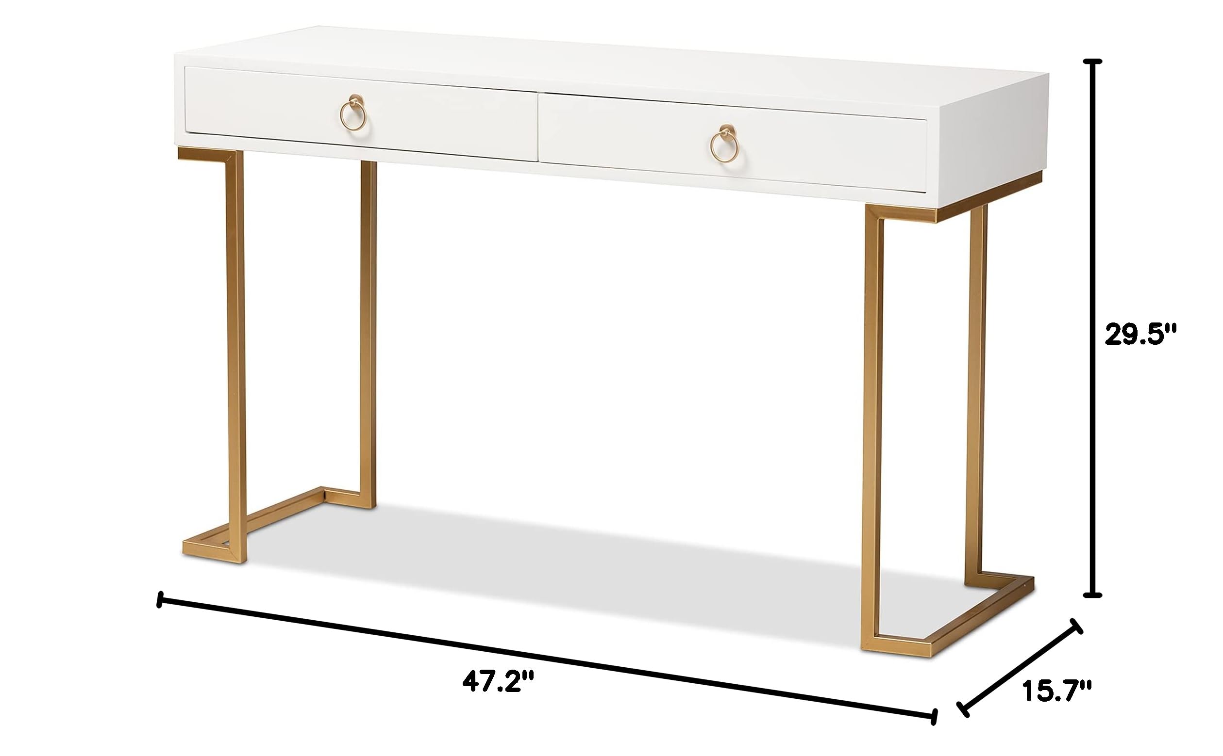 Baxton Studio Beagan Modern Console Table - White & Gold Finish for Entryway, Living Room, or Hallway Decor