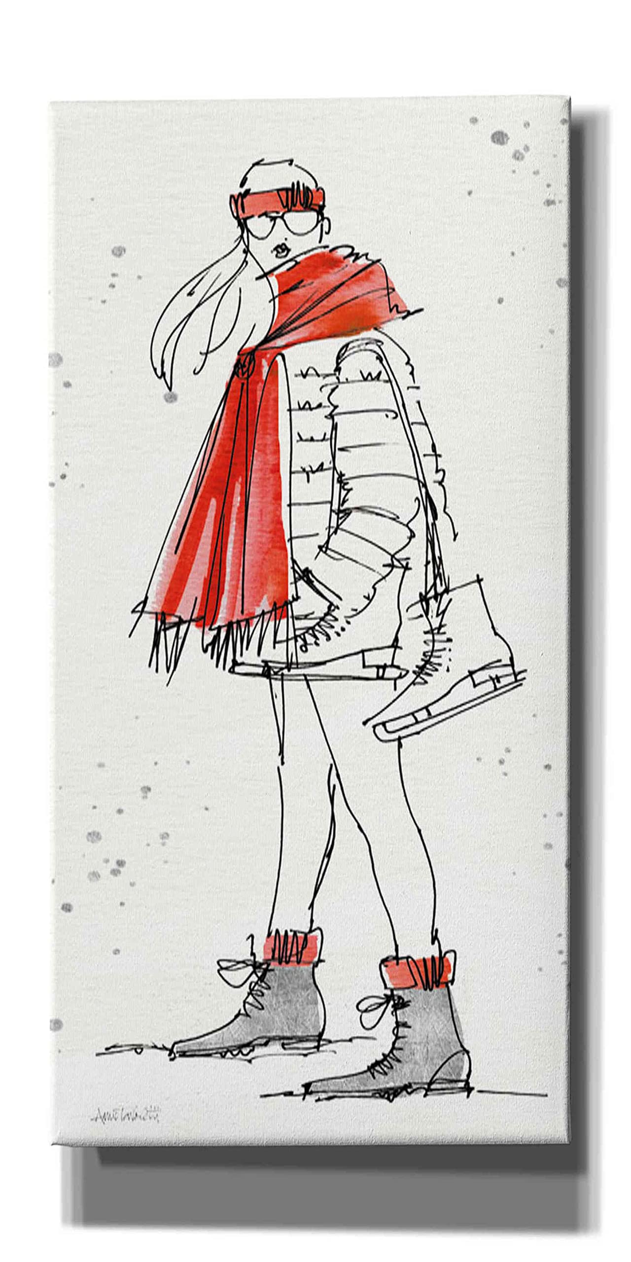 Epic Graffiti 'Winter Fashion II' by Anne Tavoletti - Modern Canvas Wall Art Print 30x60 Inches - Large Abstract Graffiti Painting for Living Room, Bedroom & Office Decor