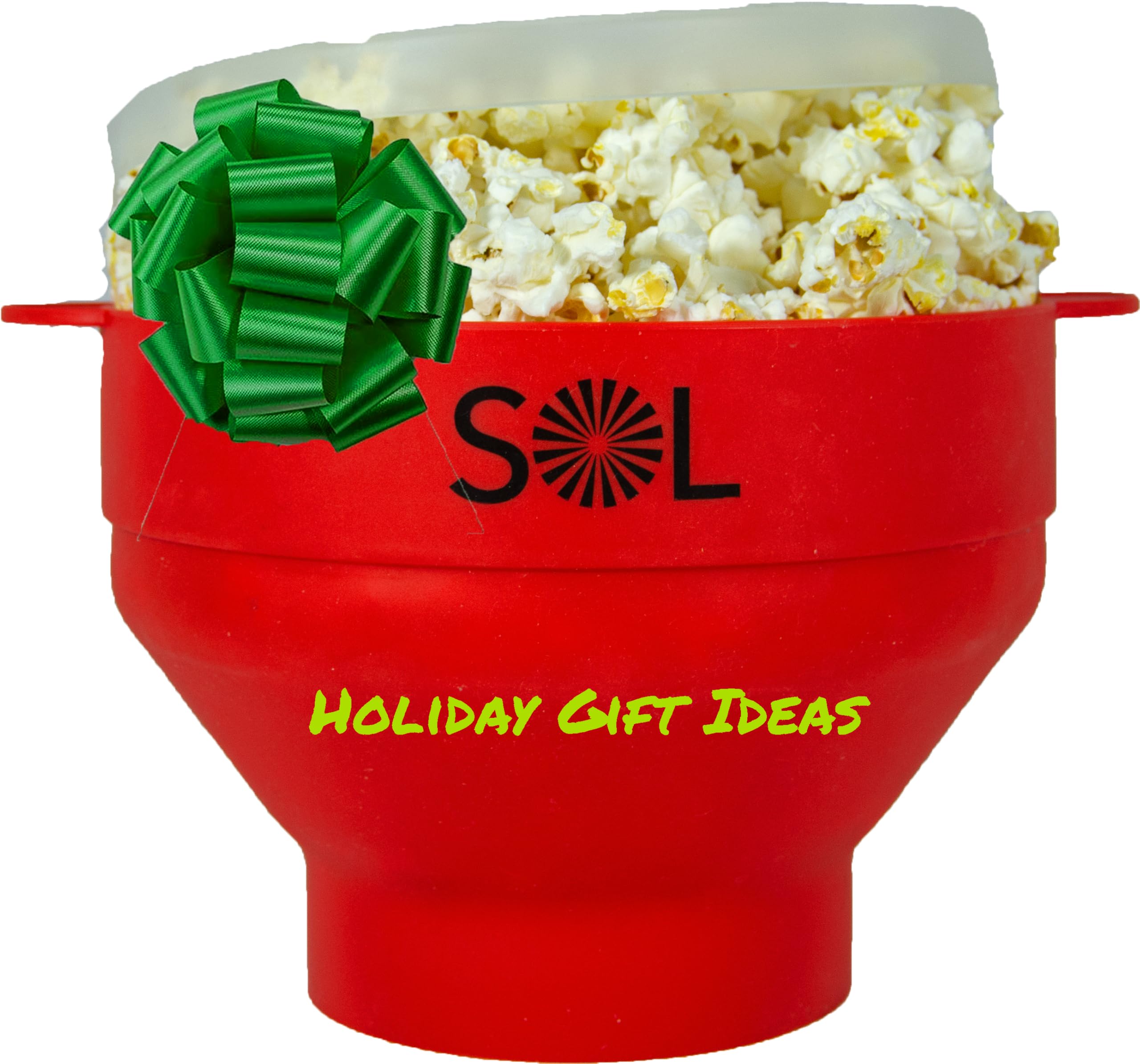 BPA-Free Silicone Popcorn Maker with Lid - Heat-Resistant, Collapsible Microwave Bowl (10x8x6 Inches) - Red - Perfect for Movie Nights, Snacks & Healthy Homemade Popcorn