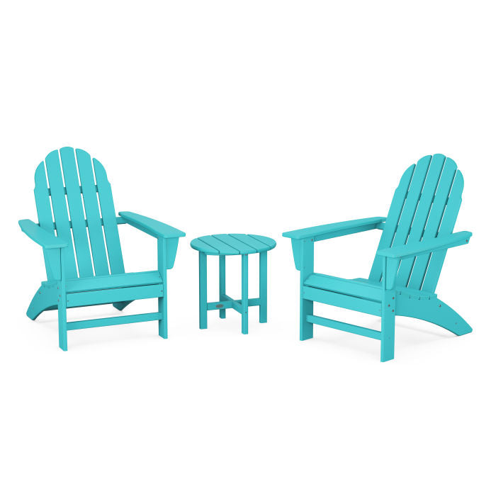 POLYWOOD Vineyard 3-Piece Adirondack Chair Set - Outdoor Patio Furniture for Garden, Poolside & Backyard Relaxation