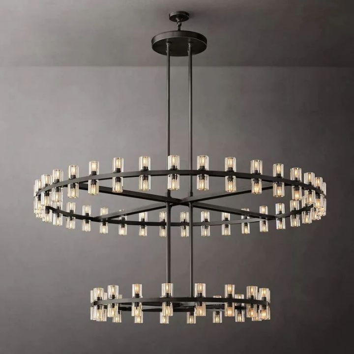 Elegant Aurora 2-Tier Round Wine Glass Chandelier with 60 Lights - Perfect for Dining Room, Kitchen Island, or Bar Decor