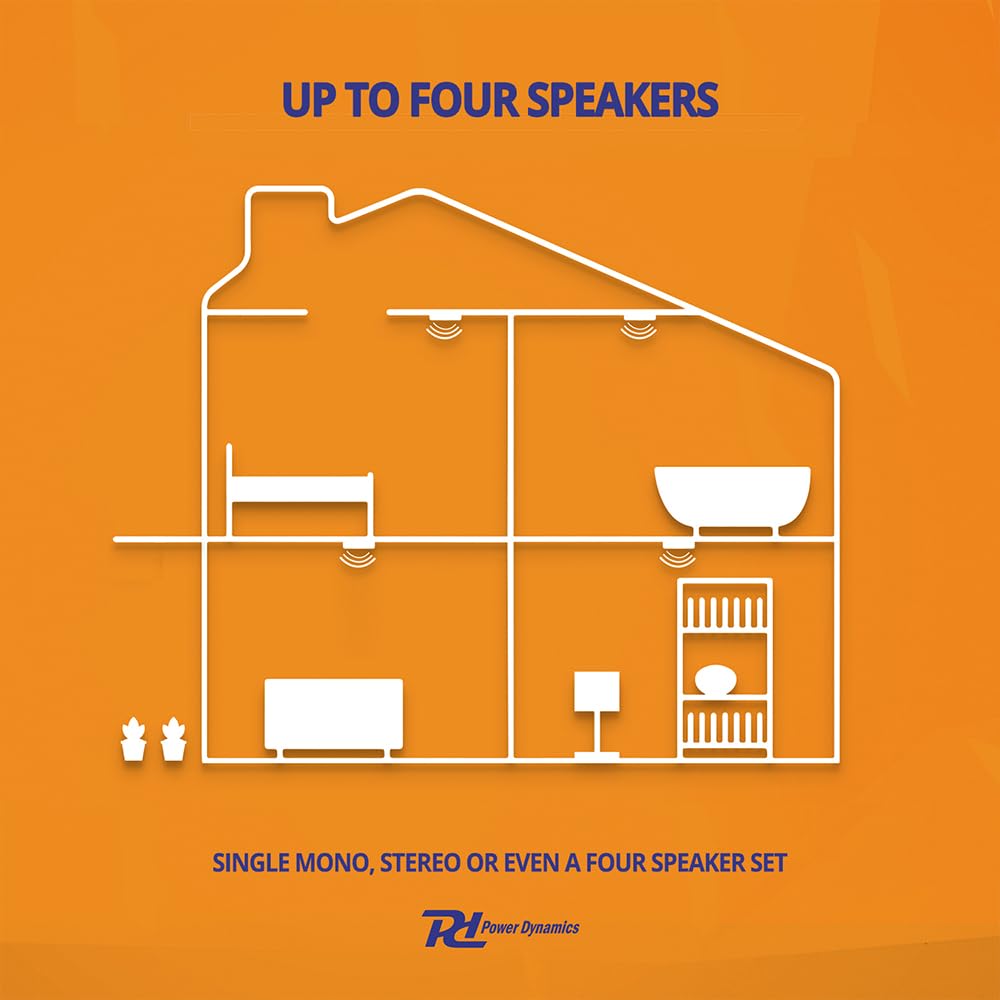 Power Dynamics NCBT5B Wireless Bluetooth Ceiling Speaker System - 2-Room Stereo Audio Kit with 4 x 5.25
