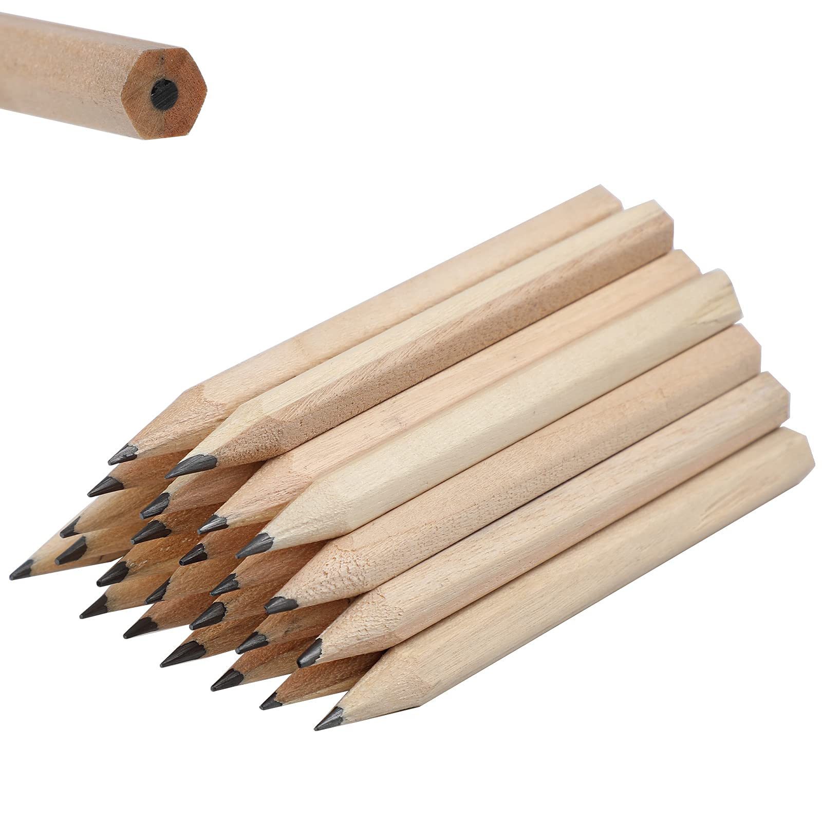 LUTER 24-Pack Short Hexagon Wood Pencils - Mini Hexagonal Pencils for Preschool, Kindergarten & Toddlers | Bulk School & Home Supplies for Writing, Drawing & Crafts