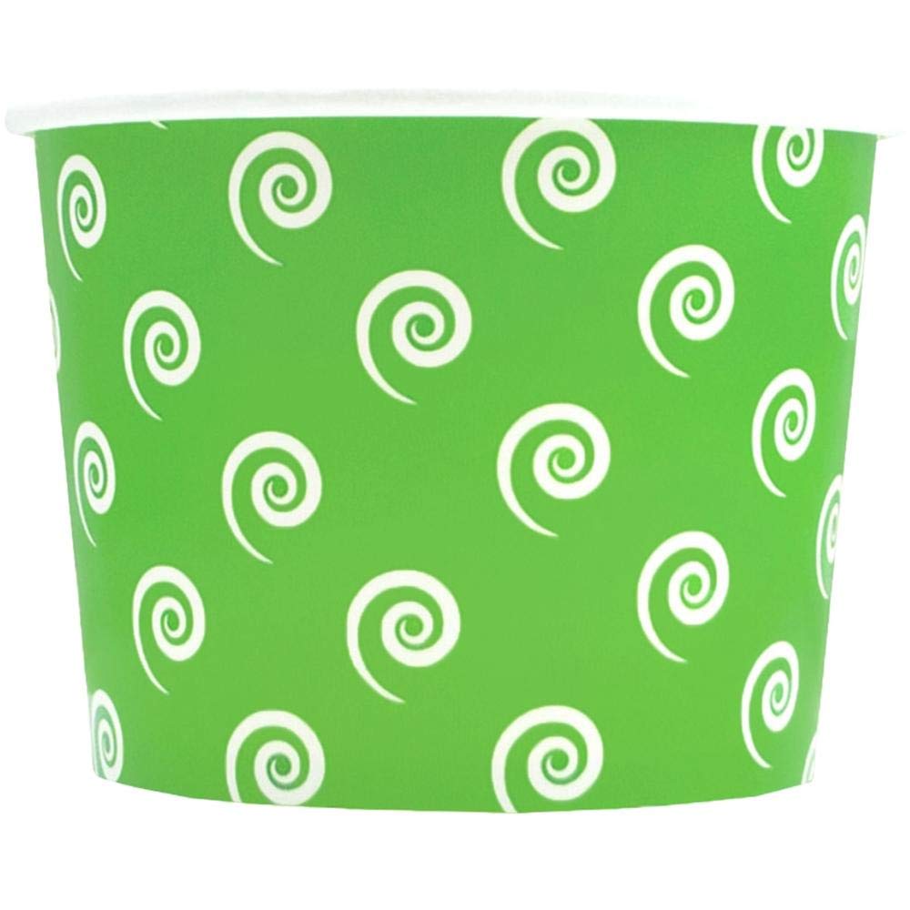 UNIQ 1000-Count 12 oz Disposable Paper Ice Cream Bowls - Eco-Friendly Green Swirl Design for Hot & Cold Desserts | Perfect for Ice Cream Shops, Frozen Yogurt Bars, Party Supplies & Catering Events