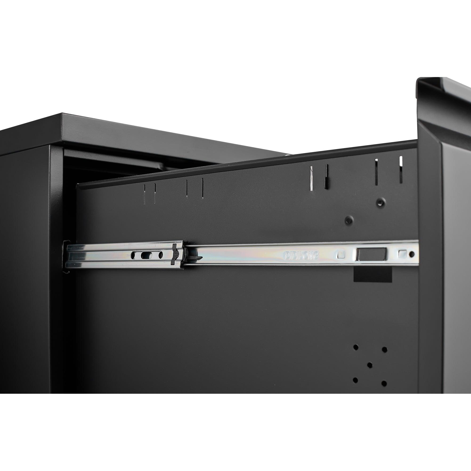 2 Drawer Locking File Cabinet - Metal Rolling Under Desk Storage for Letter, Legal & A4 Documents - Mobile Filing Cabinet for Home Office Organization - Easy Assembly Black - Perfect for Small Spaces & Workspace Storage Solutions