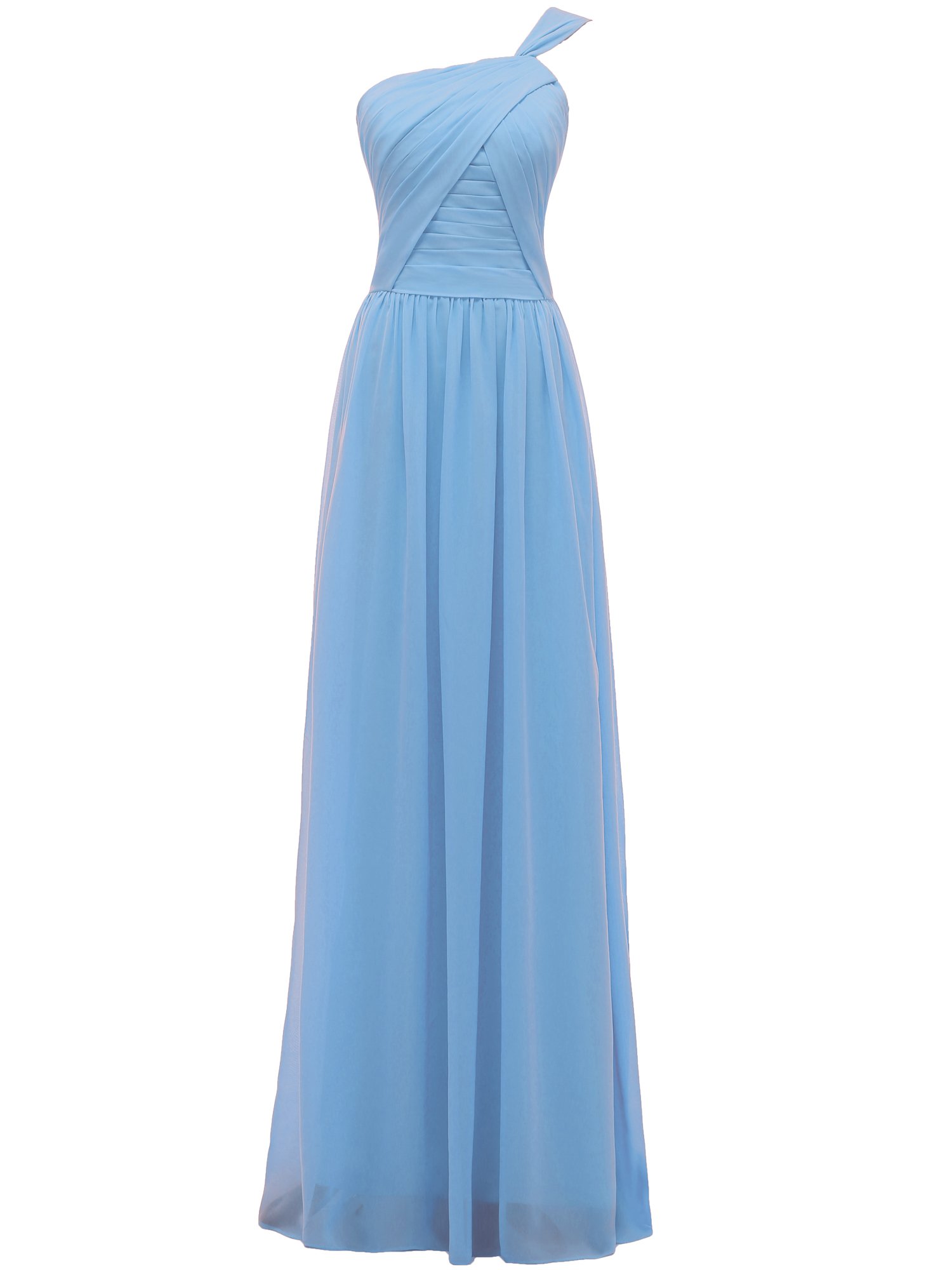 SOLOVEDRESS Women's Elegant One Shoulder Chiffon Bridesmaid Dress for Wedding Party, Evening Gown, Prom Night & Special Occasions - Long Formal Dress for Women