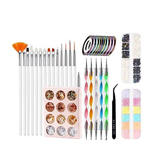 Soapow Professional Nail Art Kit - 24-Piece Nail Design Supplies Set with Painting Brushes, Dotting Tools, Striping Tapes & Foil Stickers for DIY Manicure & Salon Nail Art - Perfect for Home Use, Professional Salons & Gift Giving