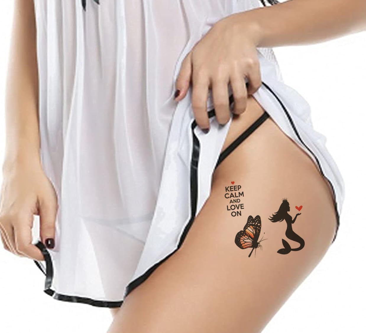 3D Realistic Temporary Tattoo Stickers for Adults - Waterproof Fake Tattoos with Flowers, Butterflies, Stars & Angel Designs (19x9cm) - Perfect for Parties, Halloween, Cosplay & Honeymoon Looks