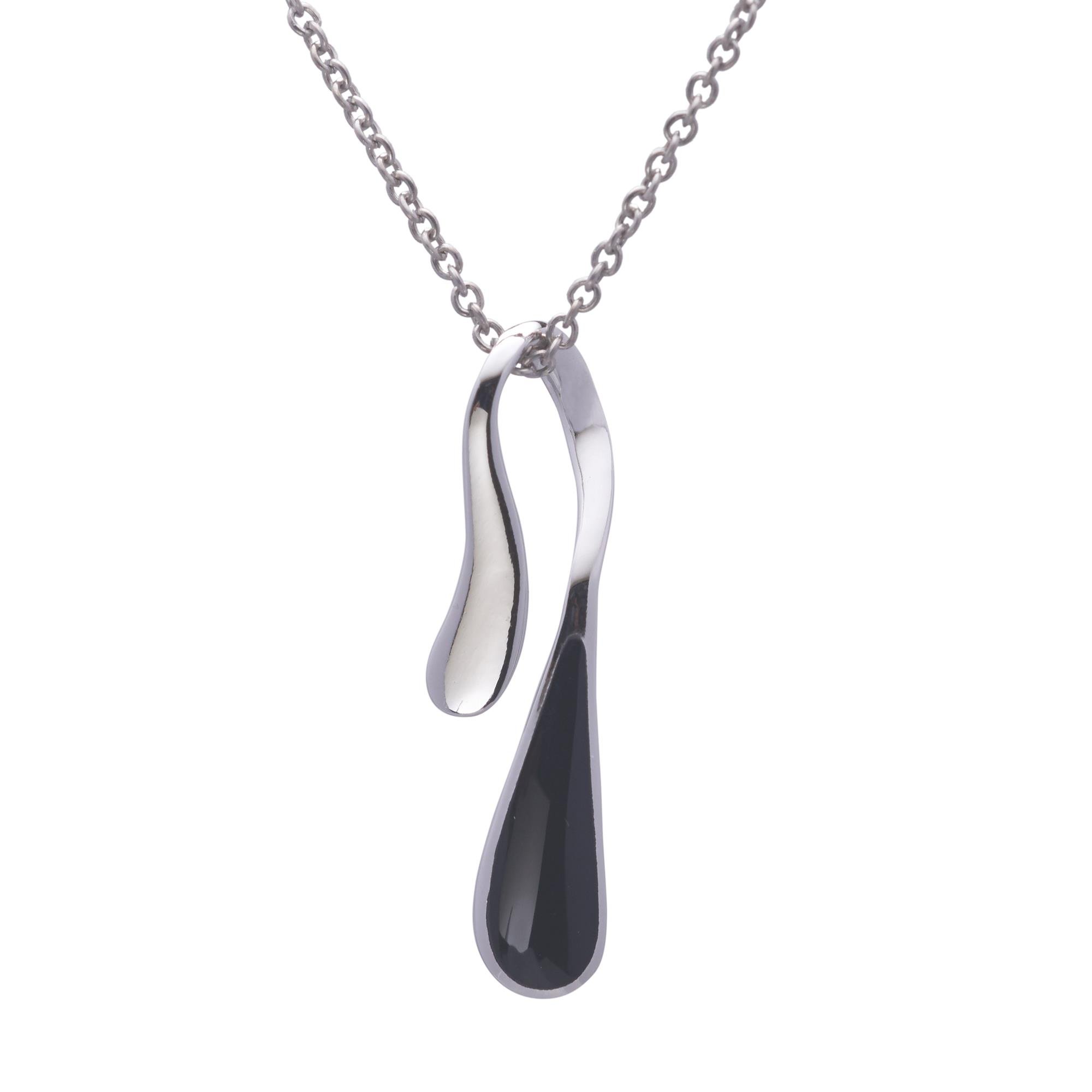 Silverly Women's 925 Sterling Silver Black Onyx Teardrop Pendant Necklace - 18 Inch Elegant Dainty Jewelry for Gifts, Party & Everyday Wear
