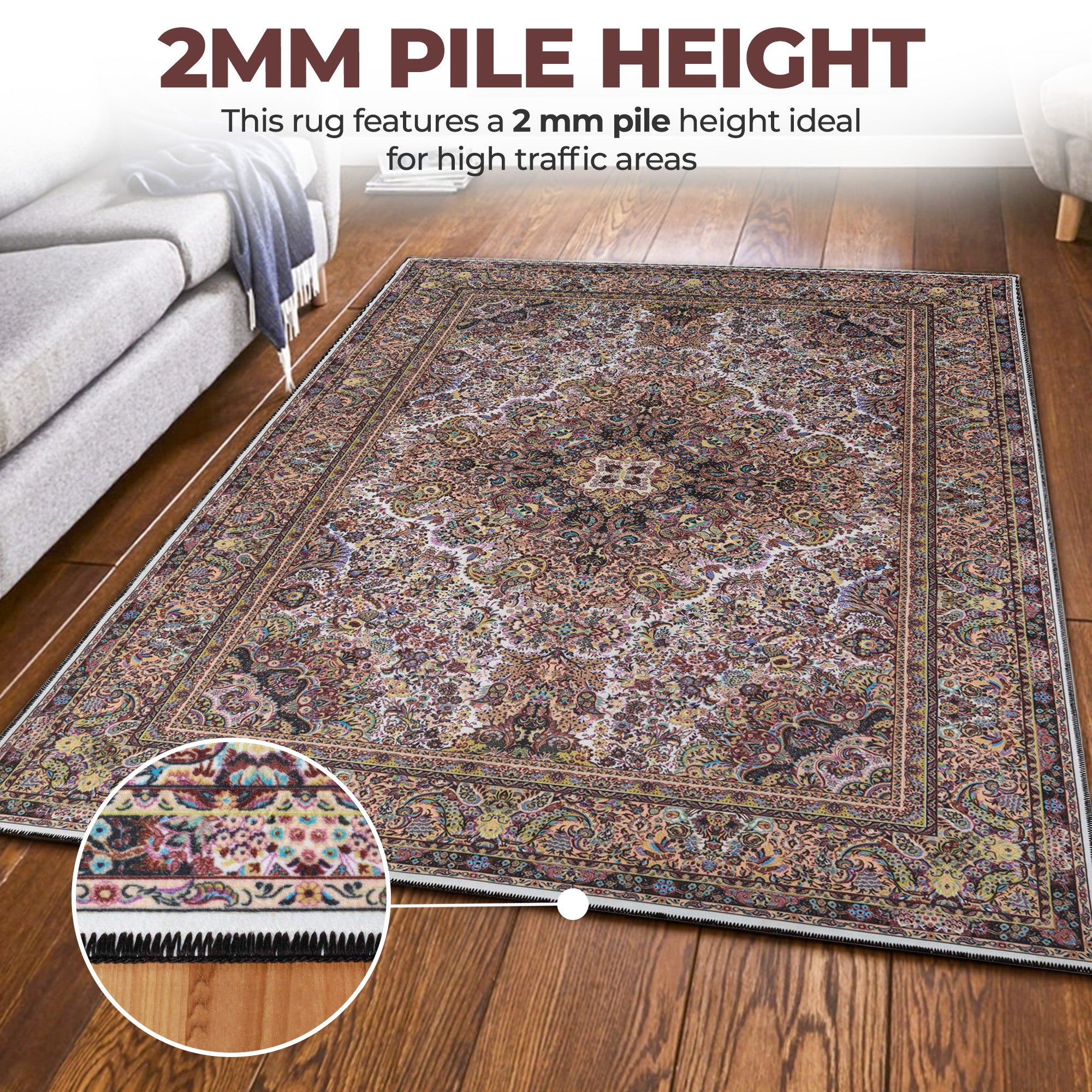 Flamingo Medallion Machine Washable Indoor Area Rug - Non-Slip Soft Living Room Carpet Runner for Bedroom, Hallway & Entryway Decor
