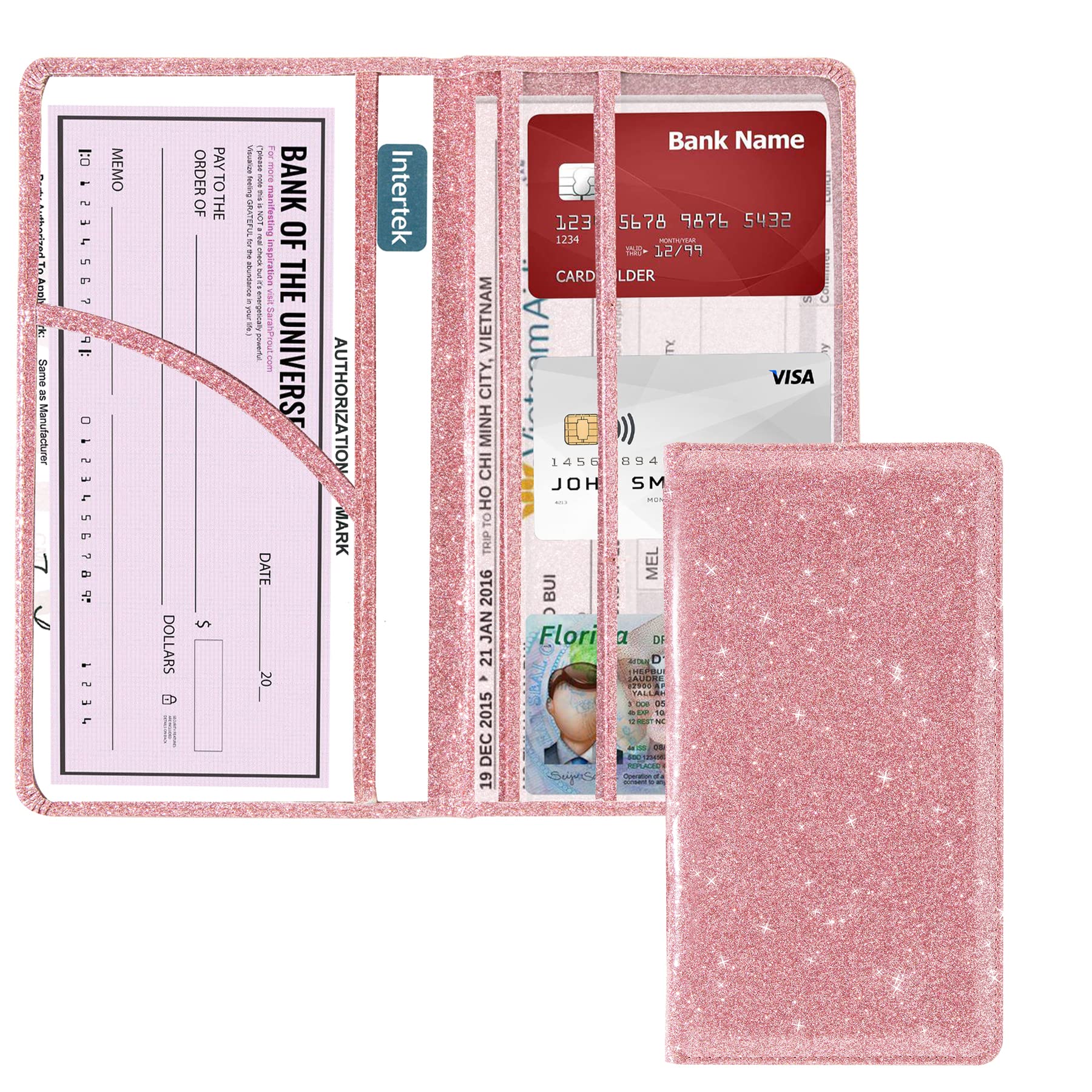 Car Registration and Insurance Holder - Pink Bling Card Organizer for Women & Men | Perfect for Glove Box, Wallet, or Purse - Keep Documents Safe & Stylish