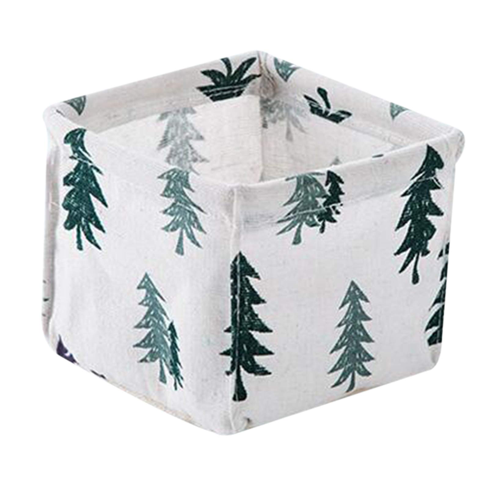 Amkya Cute Square Storage Box - Mini Cotton Linen Fabric Desk Organizer Basket - Waterproof Home & Office Storage Cubes for Jewelry, Makeup, Stationery, and Small Items