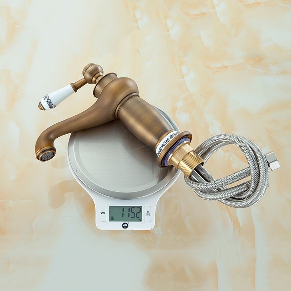 Antique Brass Bathroom Sink Faucet - Contemporary Mixer Tap with Single Handle for Hot & Cold Water | Durable Water-Saving Design for Vanity, Basin & Kitchen Sink | Perfect for Home Improvement & Bathroom Renovation Projects