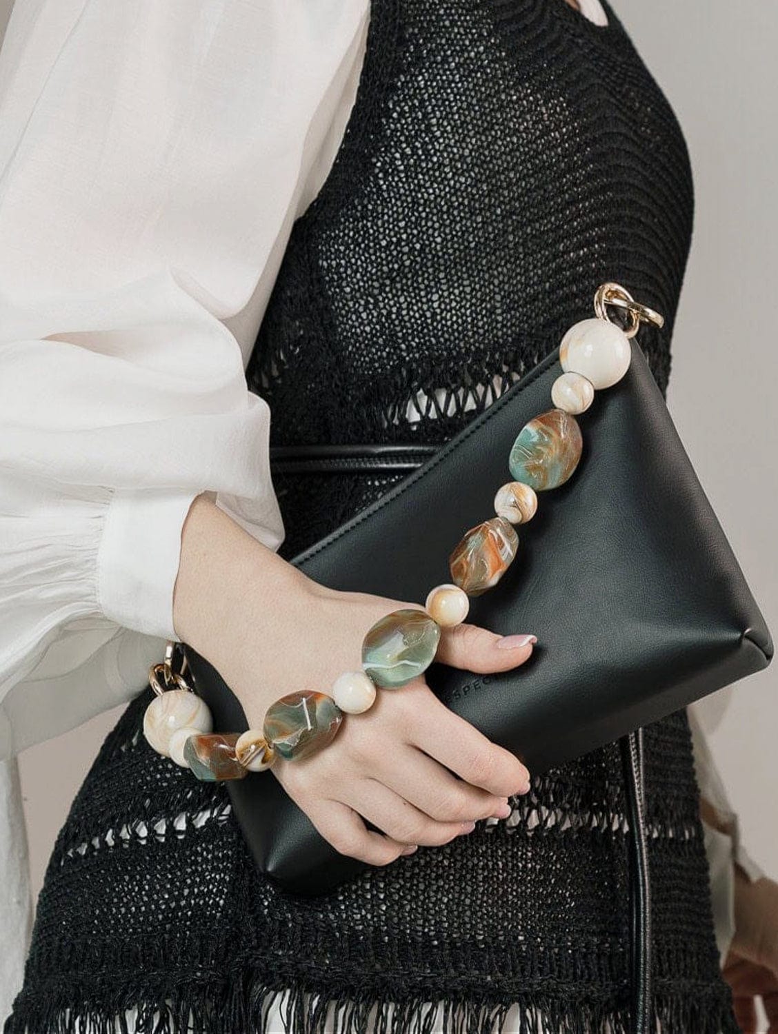 Vegan Corn Leather Baguette Bag for Women | Black Crossbody Purse | Eco-Friendly Fashion Accessory for Work, Travel & Everyday Use