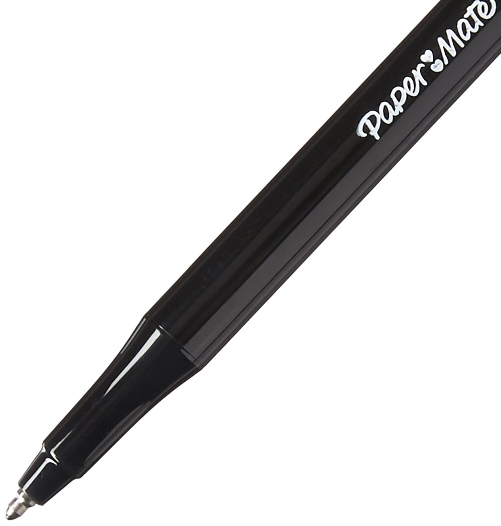 Papermate Erasermate Medium Point 1.0mm Black Erasable Ballpoint Pens - 12 Pack for School, Office & Note Taking - Smooth Writing & Easy Erasing Ballpoint Pen Set