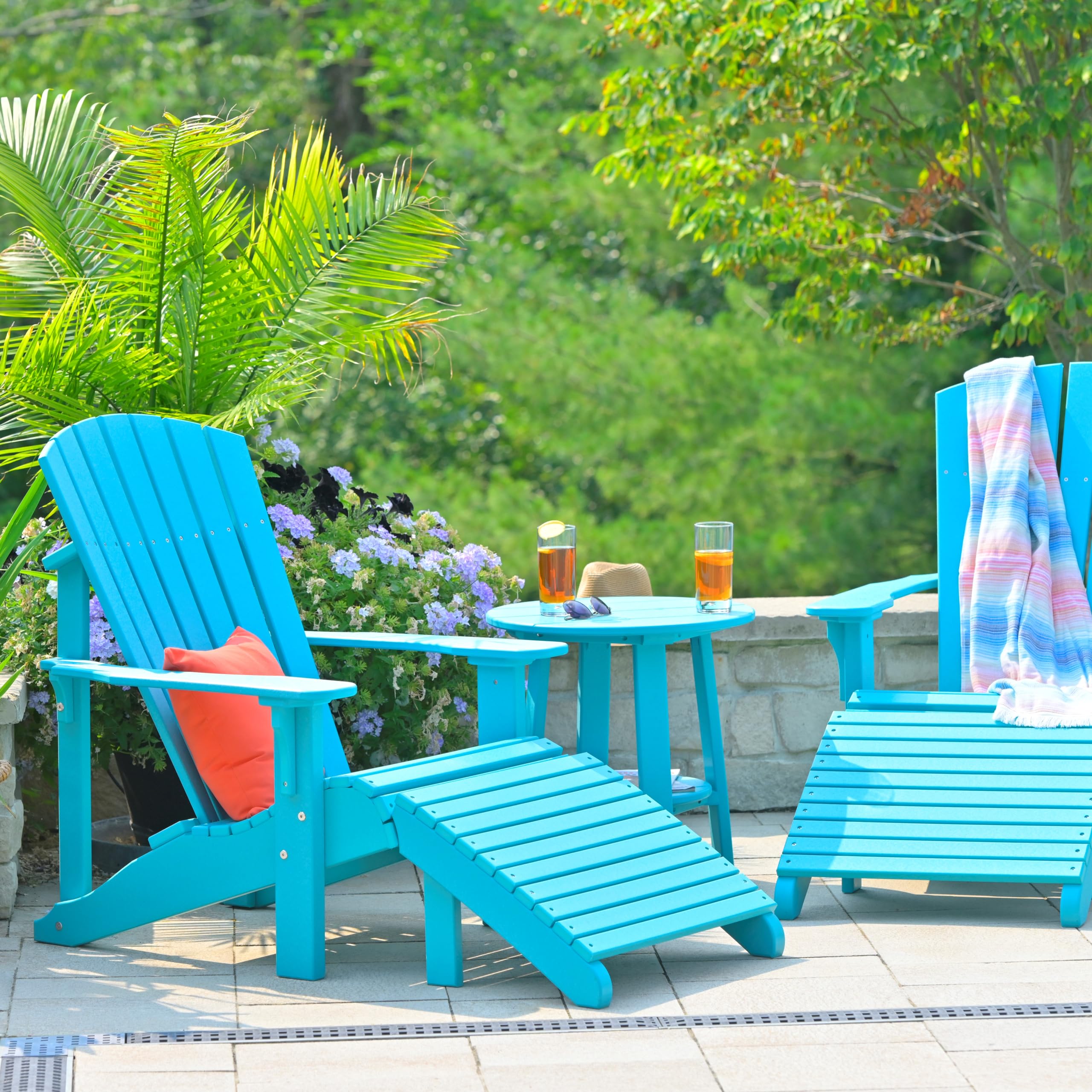 Premium Poly Lumber Deluxe End Table - Weather-Resistant Outdoor Furniture for Patio, Poolside & Garden (Aruba Blue) | Furniture Barn USA