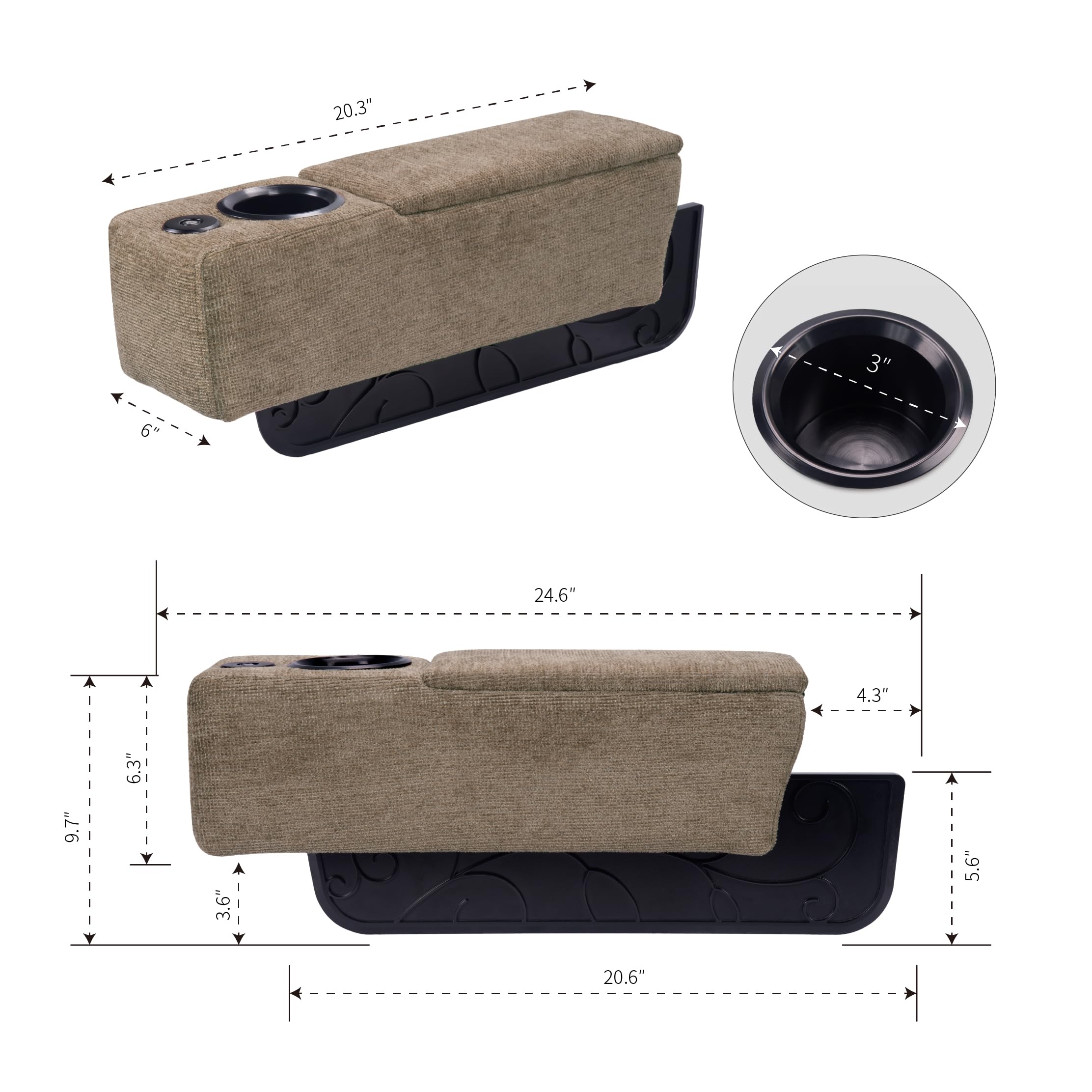 Multifunctional Sofa Armrest with Wireless Charger & Storage - Removable Couch Caddy with LED Reading Light - Perfect for Living Room, Bedroom & Office Use