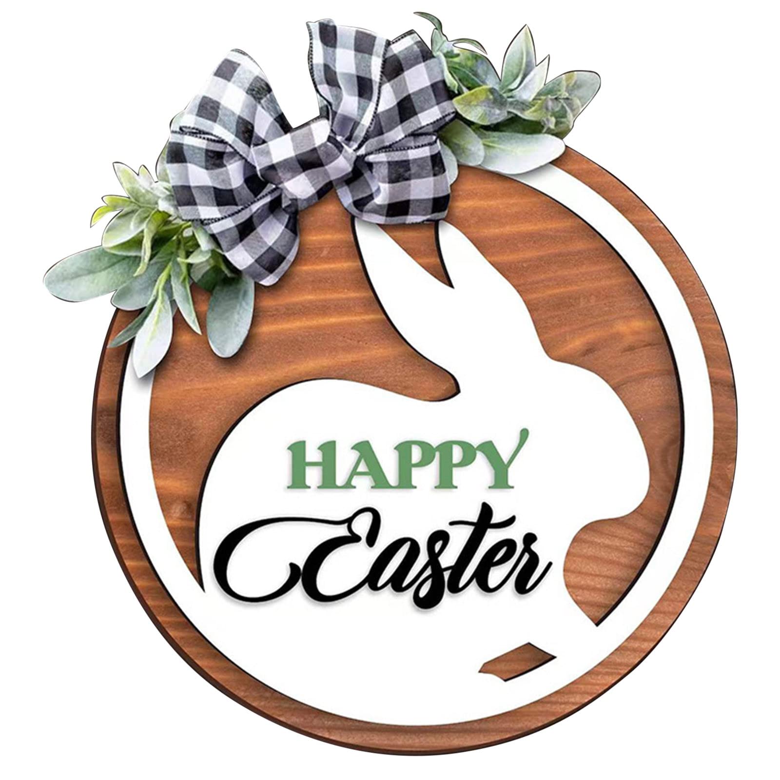 Rustic Easter Wooden Hanging Sign - Bunny Rabbit Welcome Door Decoration with Bow | Spring Holiday Home Decor for Farmhouse, Coffee Shop, Bakery & Window Display | Perfect for Easter Celebrations and Seasonal Home Styling