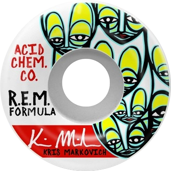 Acid Markovich Rem Ltd 56mm 99a White Skateboard Wheels (Set of 4) - High-Performance Wheels for Street Skating, Park Riding & Smooth Cruising