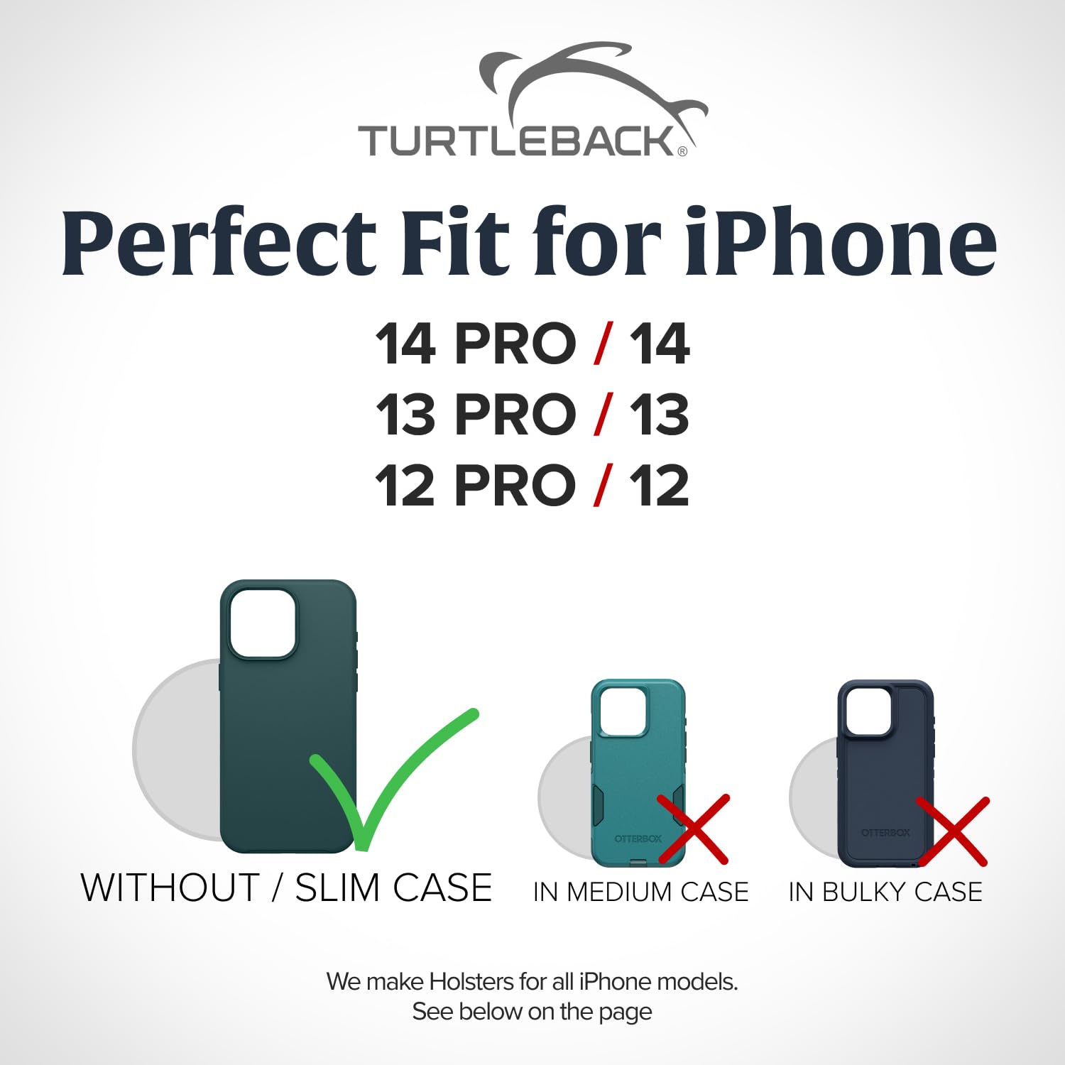 Premium Nylon Phone Holster for iPhone 14/14 Pro/13/13 Pro/12/12 Pro - Slim Fit Belt Clip Pouch with Metal Clip - Black Smartphone Case Holder for Running, Hiking & Outdoor Activities