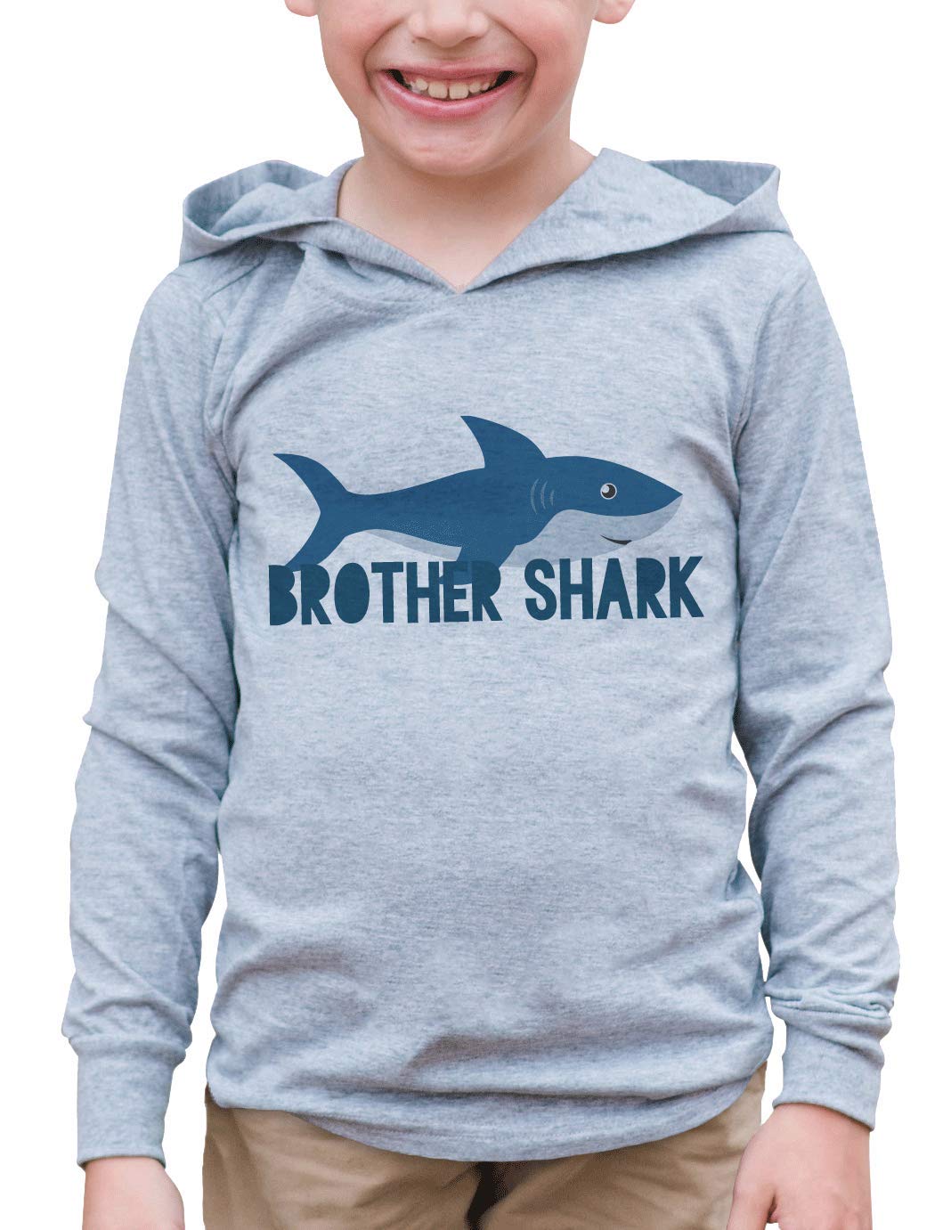 7 ate 9 Apparel Boys' Brother Shark Hoodie - Cute Cartoon Shark Pullover Sweatshirt for Kids - Perfect for School, Playdates & Family Outings