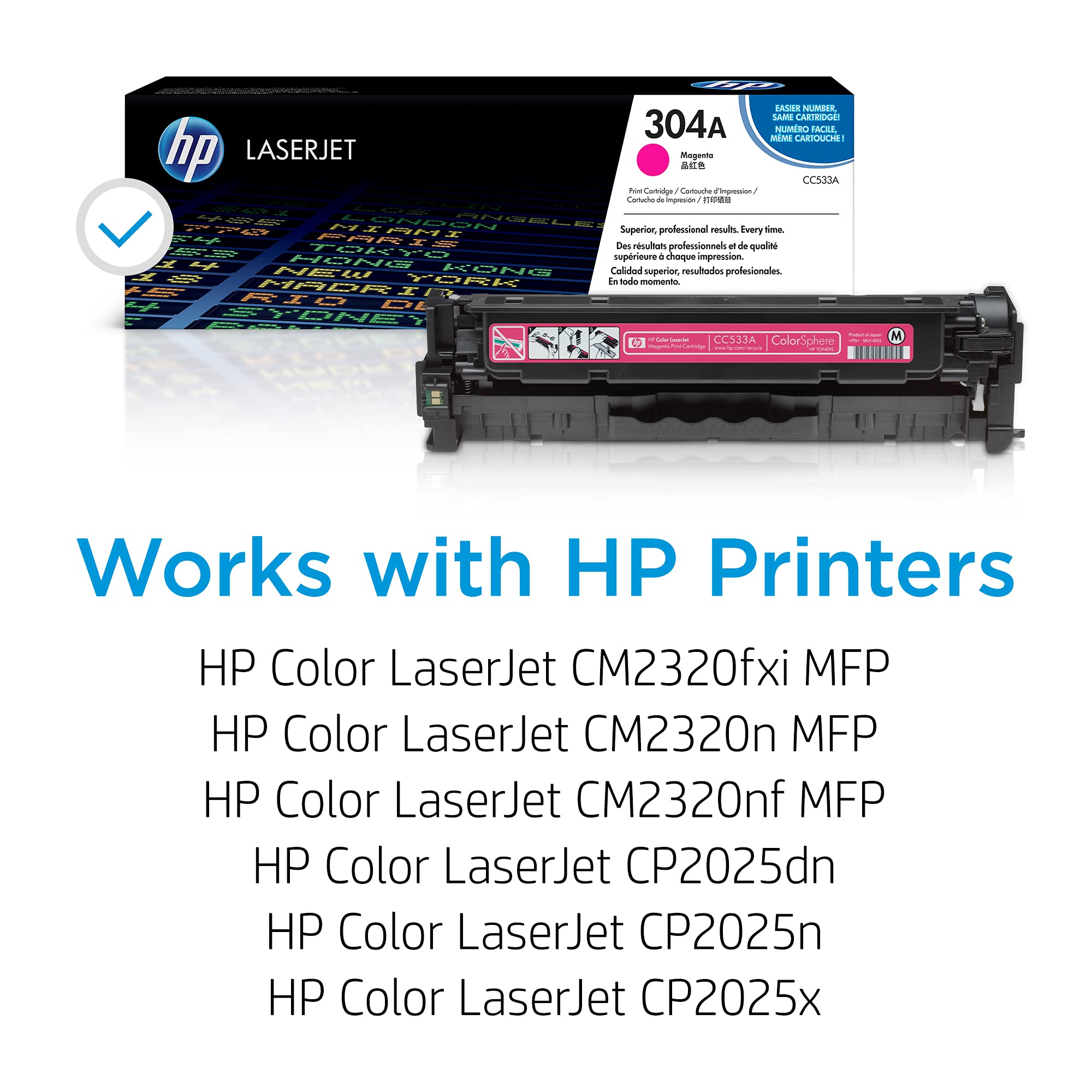 HP 304A Magenta Toner Cartridge Replacement | Compatible with HP Color LaserJet CM2320 MFP & CP2025 Series Printers | CC533A | Perfect for Office Printing & High-Volume Documents