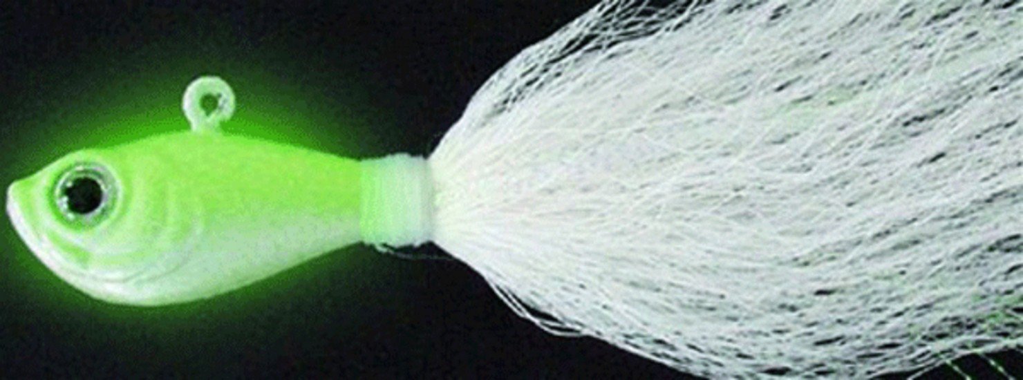3/8oz Glow Bucktail Fishing Jig Lure - Spro SBTJGL-3/8 Prime Tackle for Bass, Walleye & Saltwater Fishing | Night Fishing & Deep Water Angling