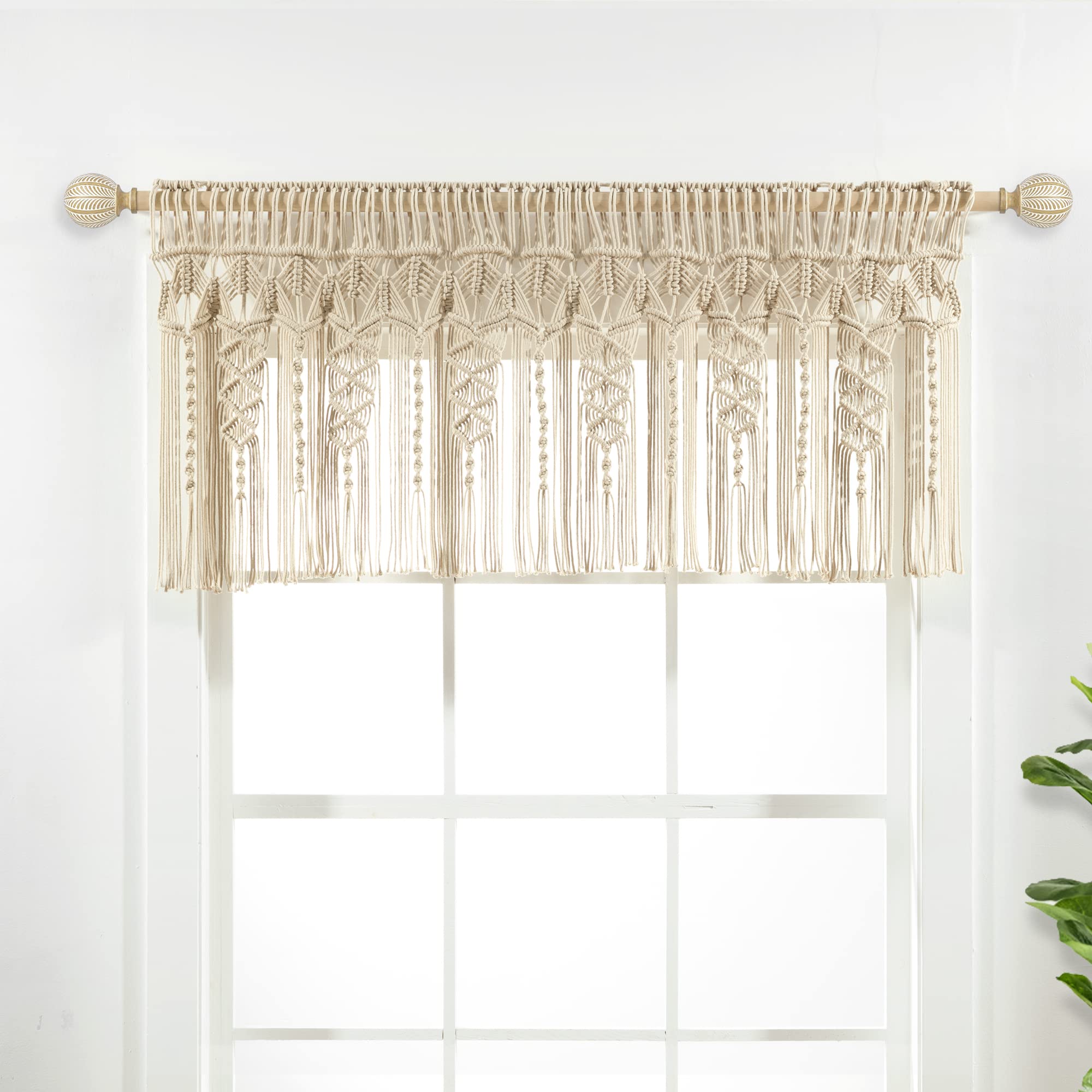Boho Macrame Textured Cotton Valance Curtain 50