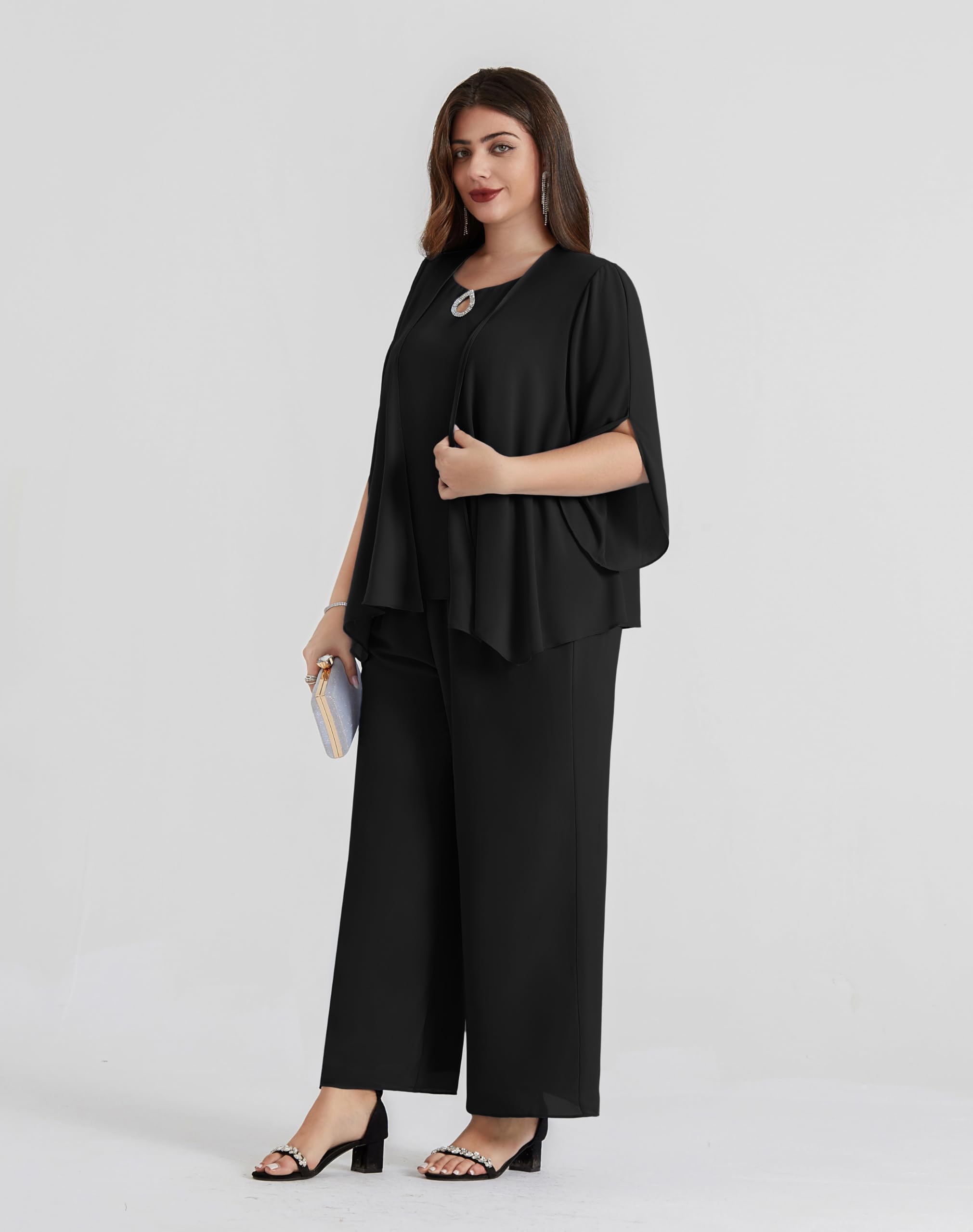 Hanna Nikole Plus Size 3-Piece Pantsuit for Women - Elegant Mother of the Bride Outfit & Wedding Guest Attire | Perfect for Formal Events, Church Ceremonies & Special Occasions