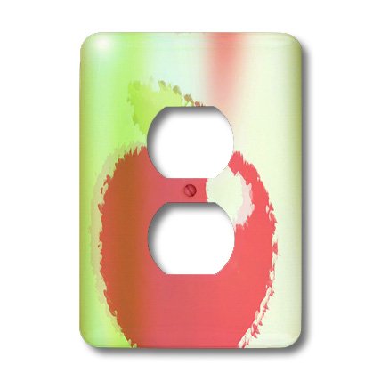 3D Rose Painted Red Apple Art Outlet Cover - Decorative Electrical Plate for Kitchen, Bedroom & Living Room - Home Decor & Safety Accessory