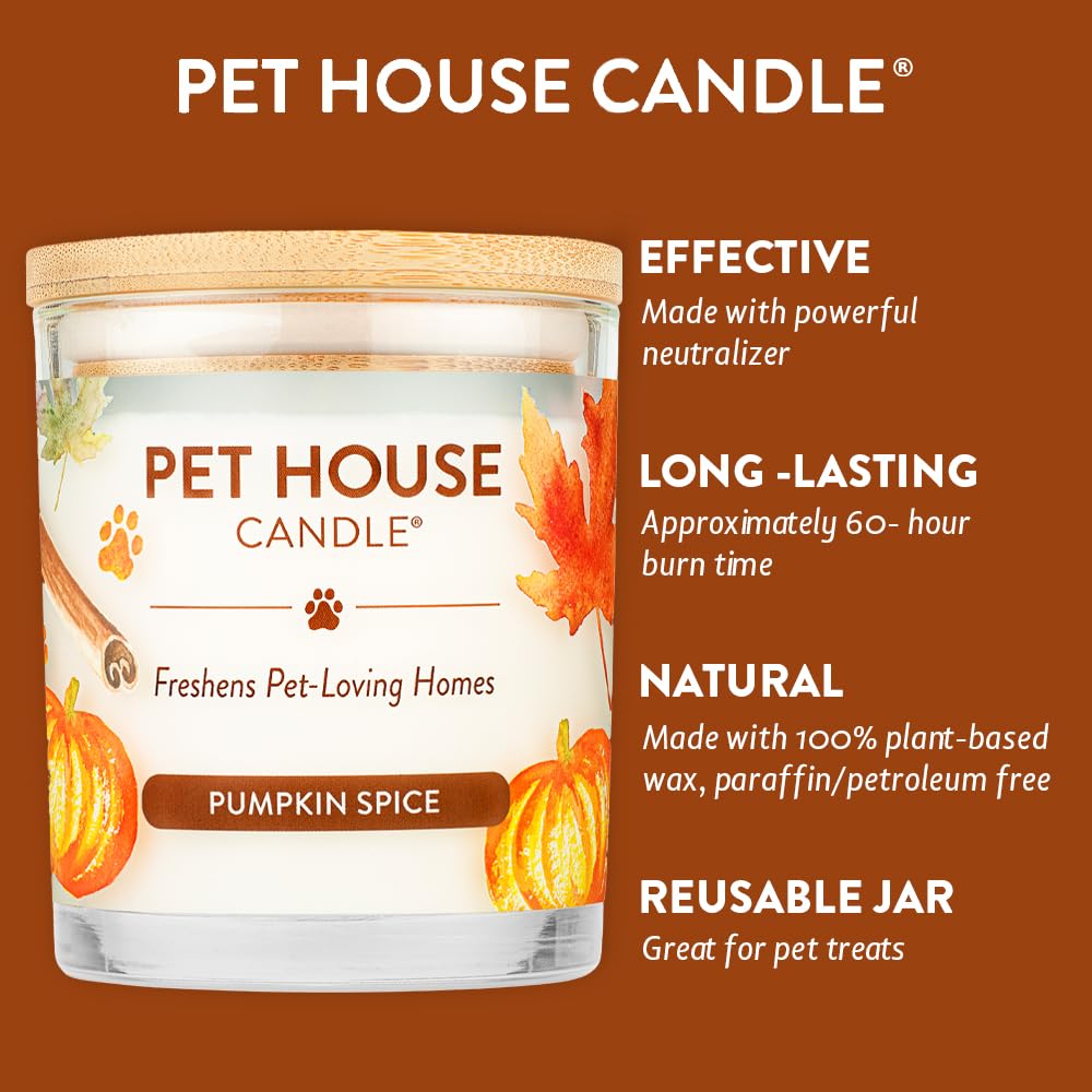 One Fur All Pet House Candle Value Pack - Soy Wax, Clean Burning Scented Candles for Home | Long Lasting Pet Odor Eliminator | Pumpkin Spice Fragrance | Perfect for Living Rooms, Bedrooms & Pet Areas