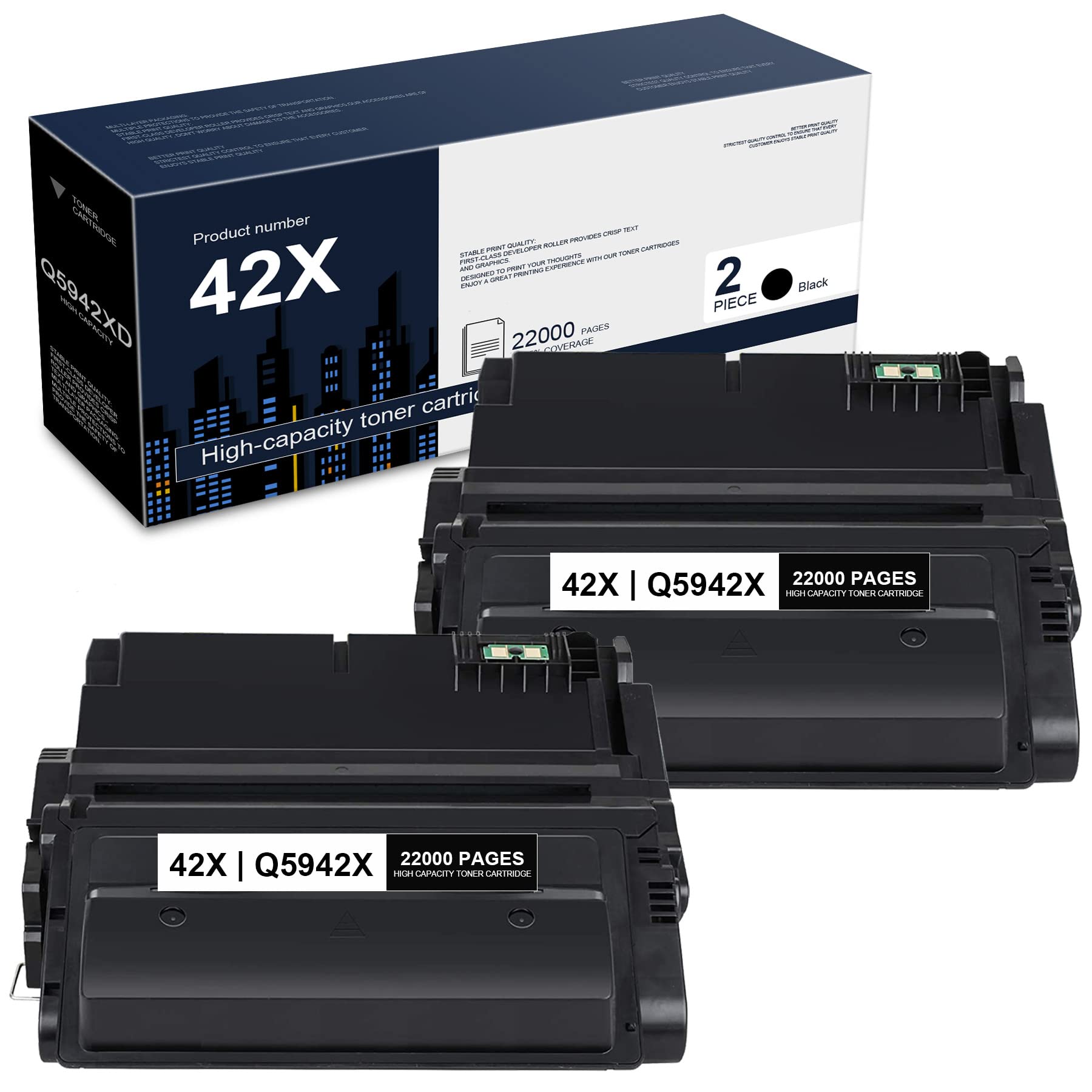 2-Pack DDDZSWGS Compatible Toner Cartridge Replacement for HP Q5942X 4200/4300/4350 Series & M4345 MFP Laser Printers | High Yield, Reliable Performance | Ideal for Office & Home Printing Needs